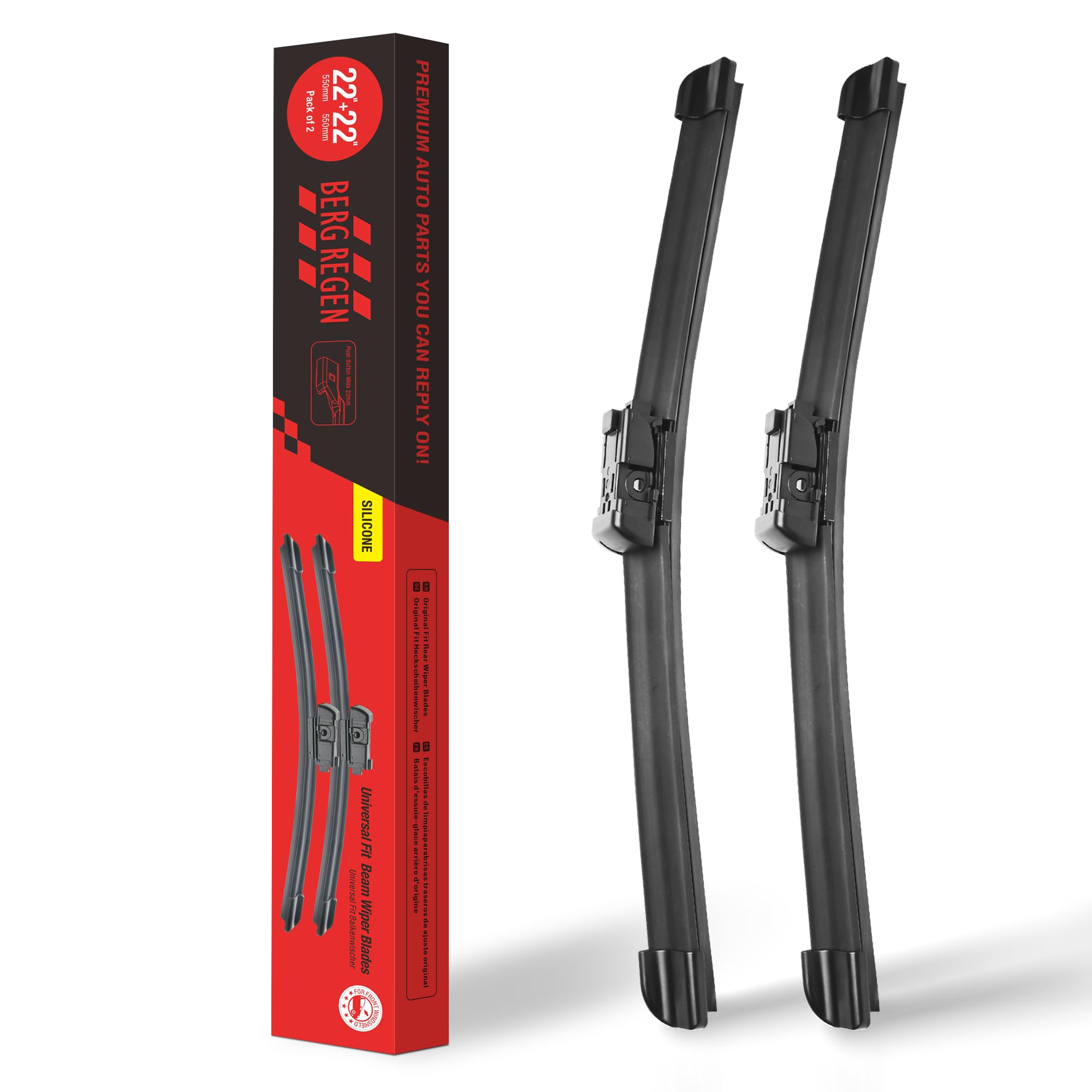 Berg Regen 22 Inch-2 Pack Silicone Windshield Wiper Blades Replacement For Chevy Chevrolet Silverado Gmc Sierra 2018 2017 2016 2