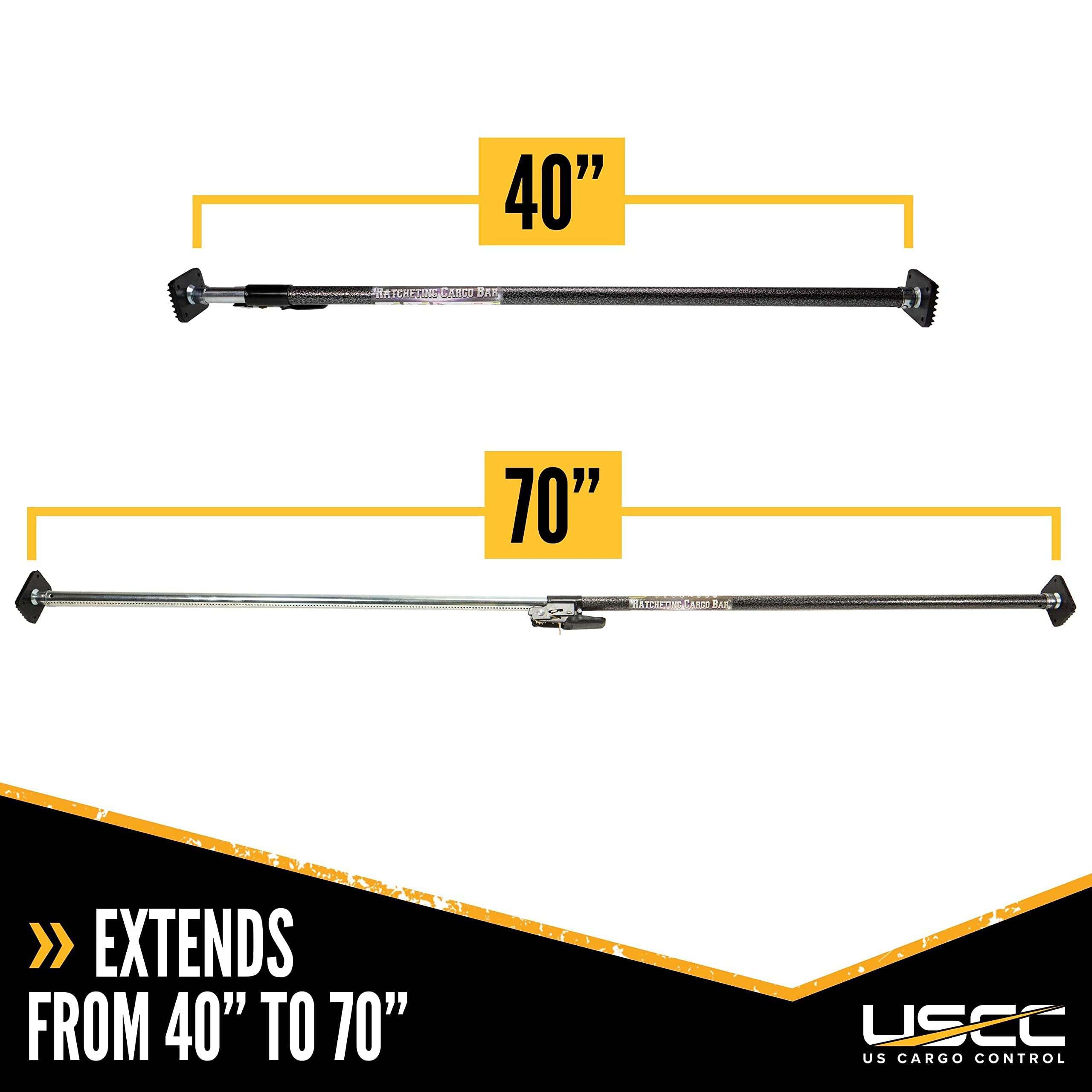 Us Cargo Control Ratcheting Cargo Bar For Small Cargo Bar Needs - Extends From 40 Inches To 70 Inches - Great For Use In Pickup
