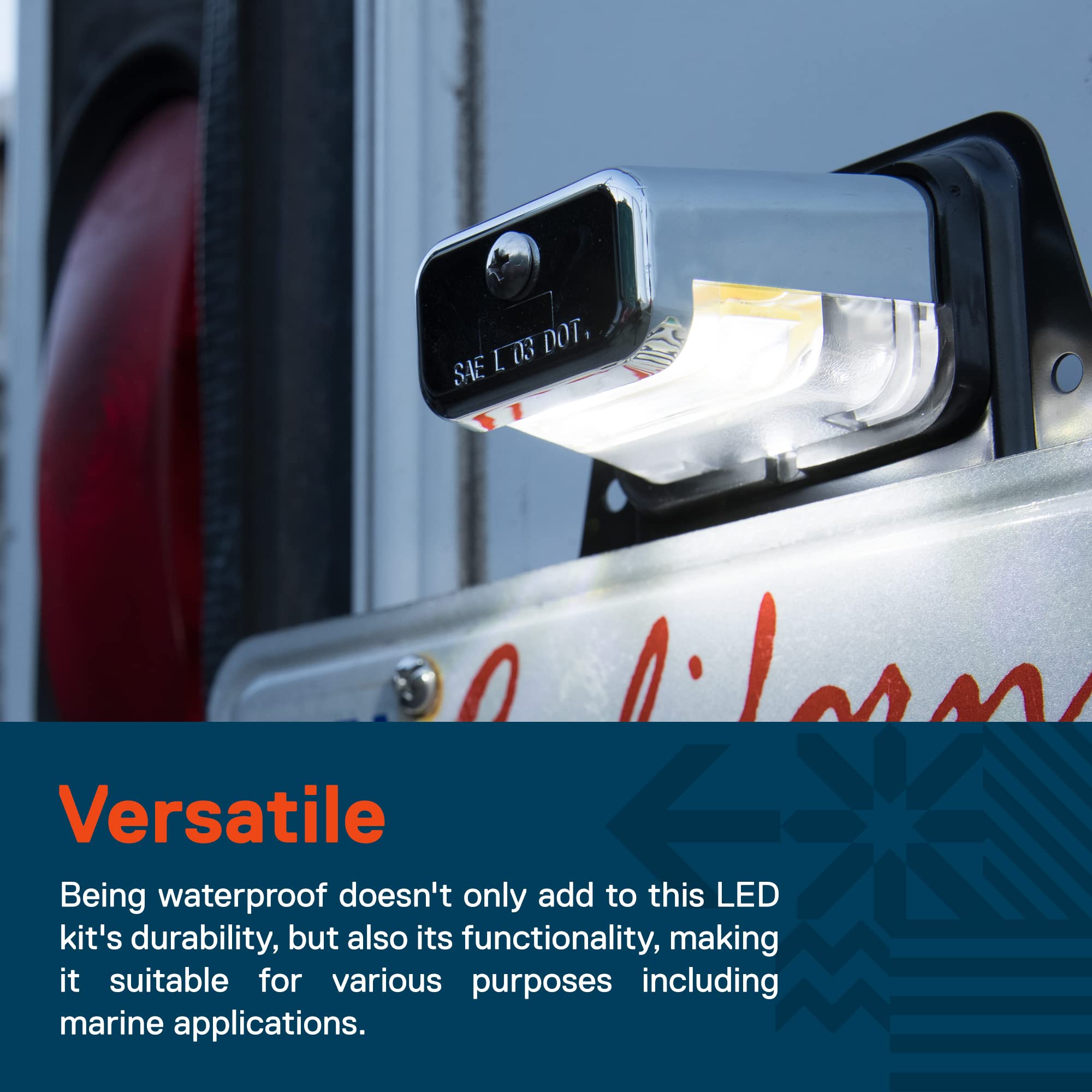 True Mods Trailer Led License Plate Light [Bracket Mount] [Dot Fmvss 108] [Sae L] [Chrome-Finish] [Waterproof] [12V Dc] License
