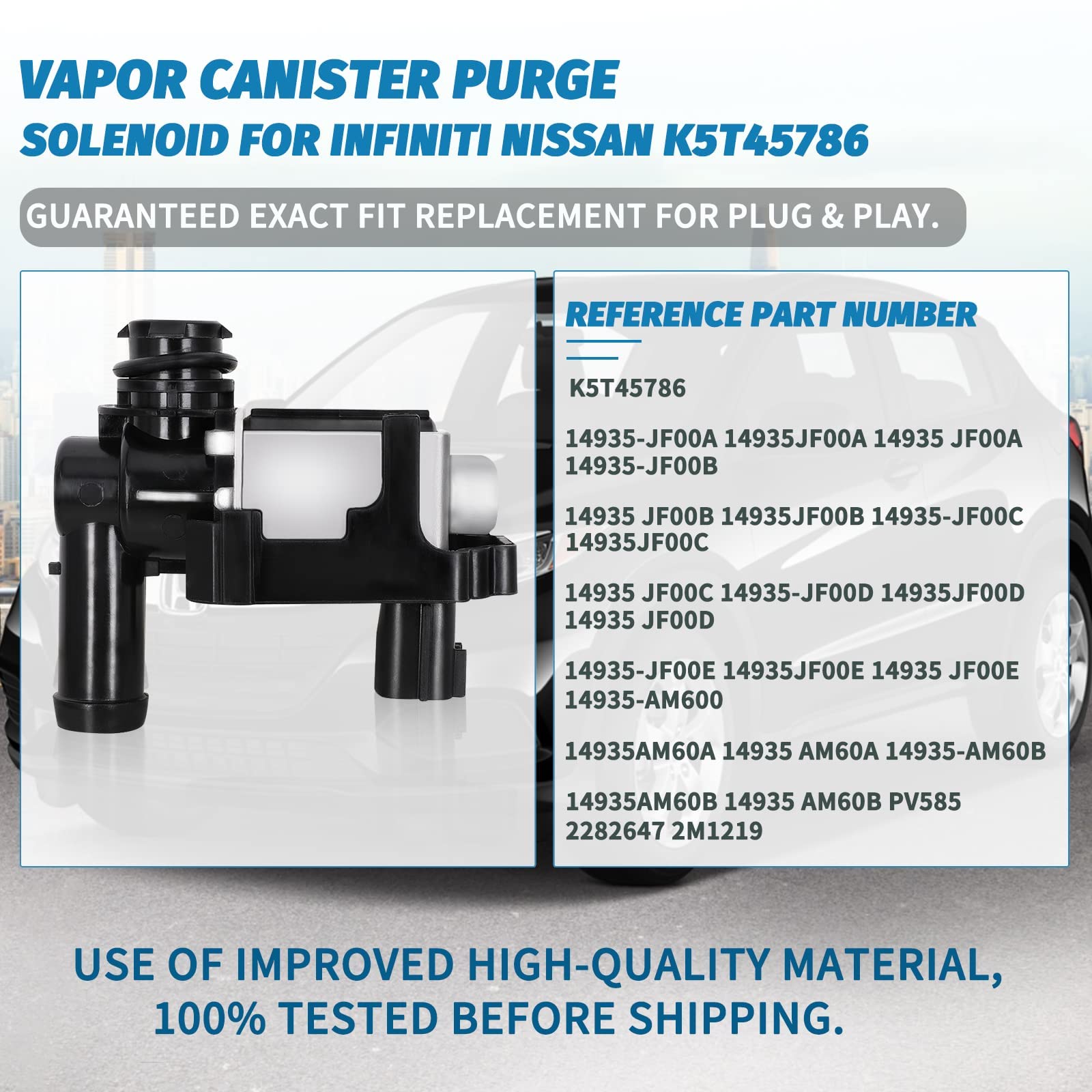Vapor Canister Purge Valve Solenoid - EVAP Vapor Canister Vent Valve Compatible with Infiniti Nissan 2003-2015 - Replaces K5t457