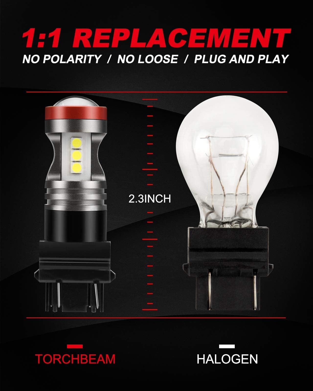Torchbeam 3157 Led Light Bulbs 3600 Lumens With Projector Error-Free For Reverse Back Up Lights Drl Brake Lights Fit 3156 3057 3