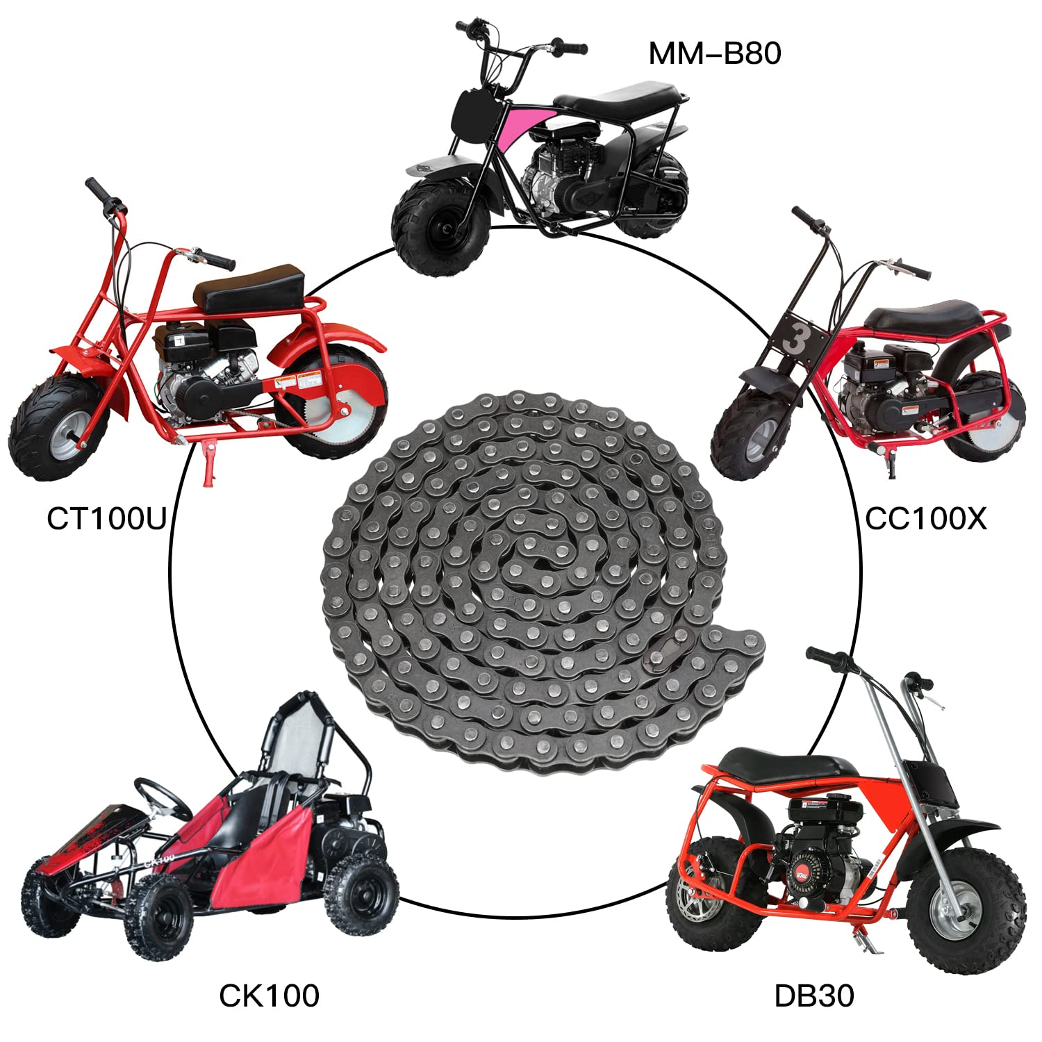 Yoxufa #35 Drive Chain 140 Links For 79Cc 79.5Cc 97Cc 100Cc 212Cc Predator Coleman Ct100U Cc100X Baja Doodle Bug Dirt Bug Racer