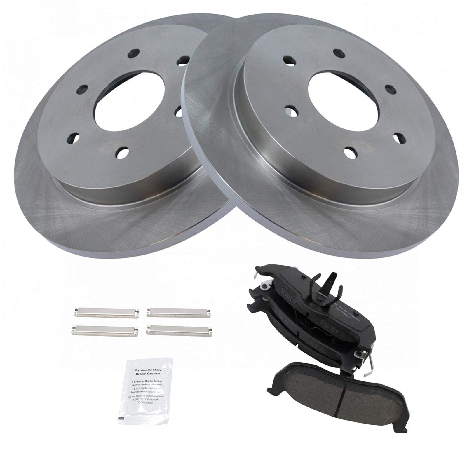 TRQ Rear Brake Pad & Rotor Kit Brake Pads Brake Rotor Ceramic Compatible with 2004-2010 INFINITI QX56 2005-2015 Nissan Armada 20