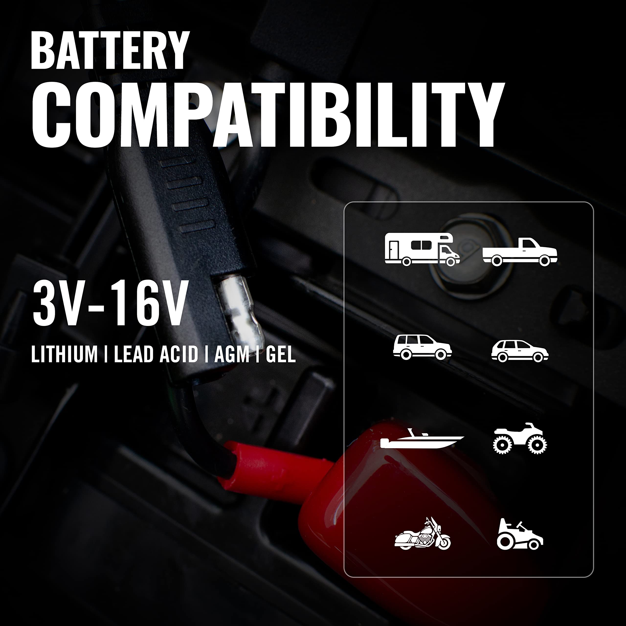 Battery Tender 12V Voltage Indicator - LCD Display, LED Charge Indicator, Plastic, Black, Model 081-0157, One Size