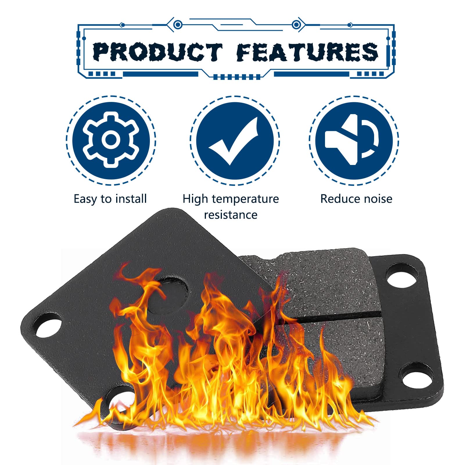 Locopow Front And Rear Brake Pads For Yamaha Kodiak 400 450 2000 2001 2002 2003 2004 2005 Grizzly 400 450 2007 2008 2009 2010 Wo