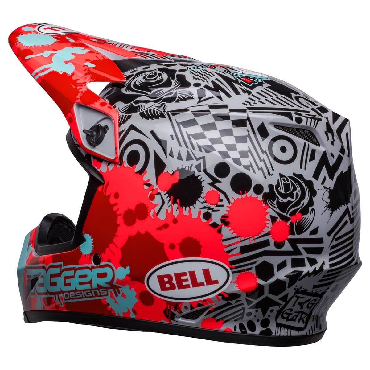 Bell Mx-9 Mips Dirt Helmet (Tagger Splatter Gloss Bright Red/Gray - Large)