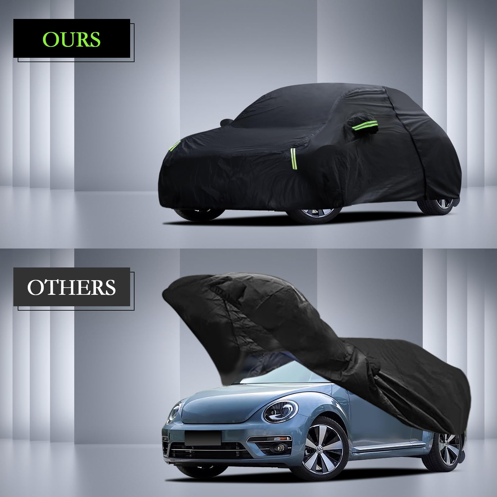 Car Cover Custom Fit For Volkswagen Beetle 2 Door 1998-2019, Waterproof All Weather Full Exterior Cover Rain Sun Hail Protector