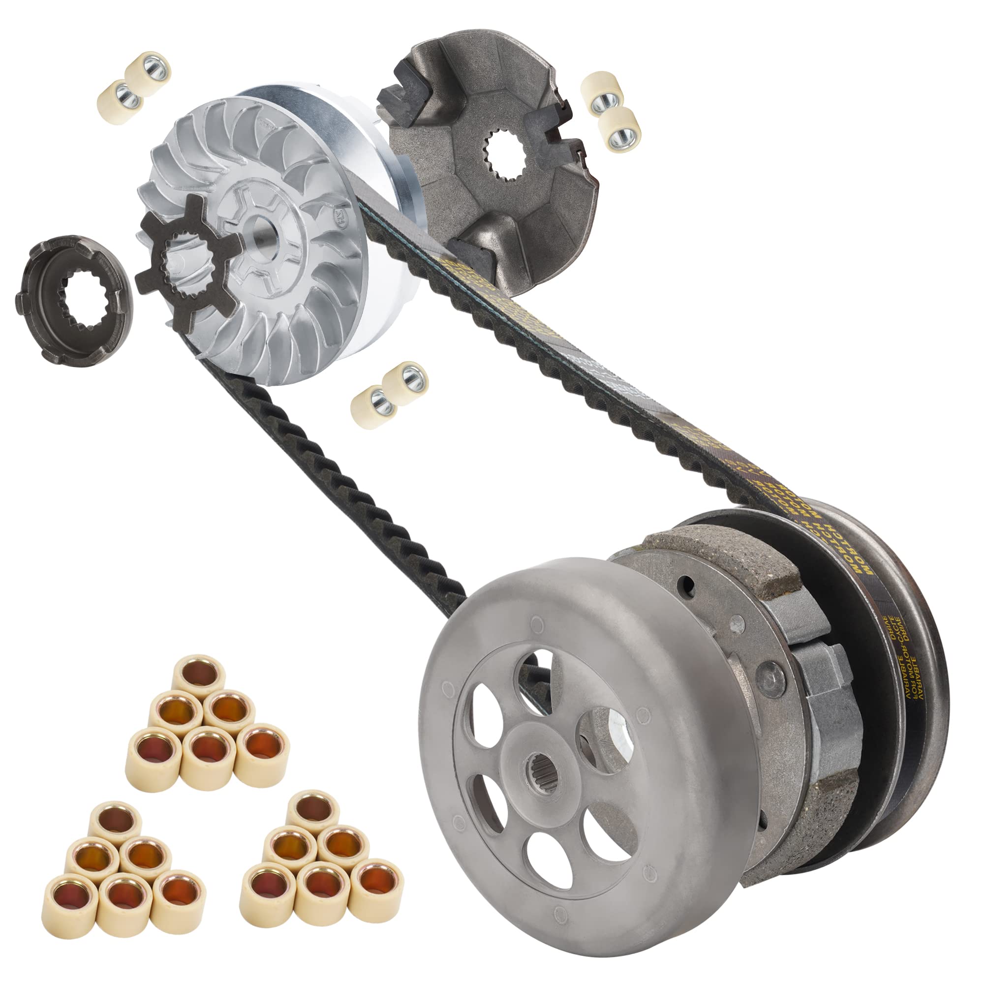 JIAYAN Transmission Rebuild Kit - Clutch Kit for Polaris Sportsman ATV, Predator, Scrambler - Includes Clutch, Variator, Drive Belt, Roller Weights