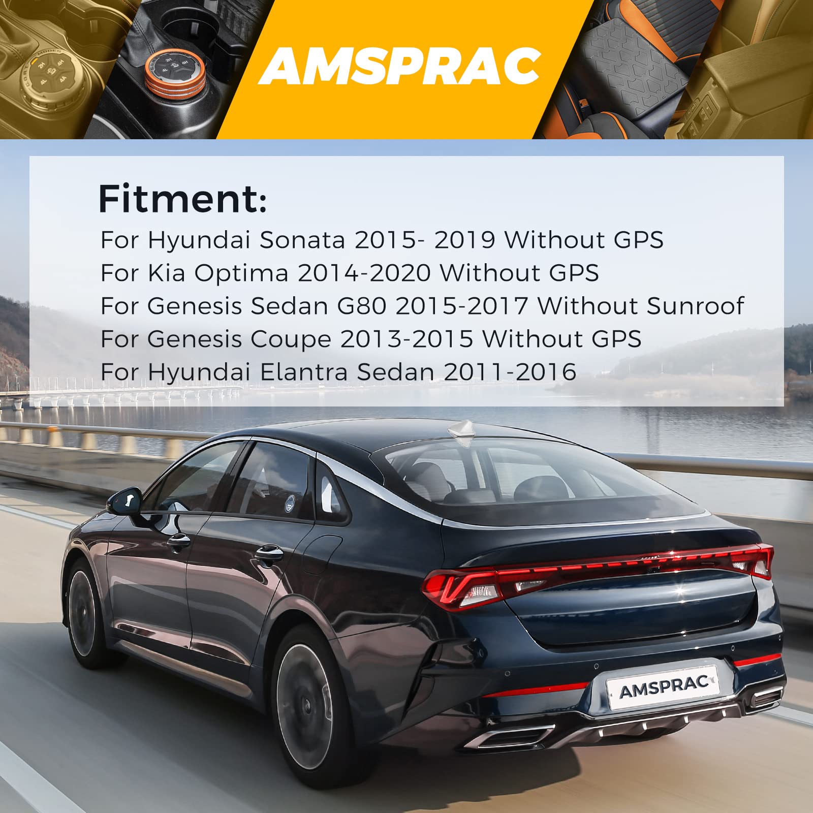 Amsprac Shark Fin Antenna Cover,Car Antenna Caps Fit For Kia Optima 2014-2020,Sonata 2015 2016 2018 2019,Genesis Sedan G80 2015-