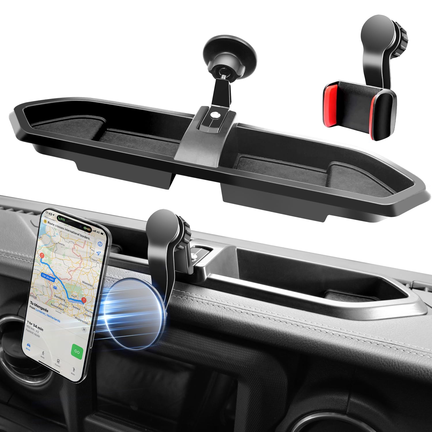 ZKJAYOE Magnetic Phone Mount for Jeep 2018-2023 Wrangler JL JLU & Gladiator JT - Dashboard Phone Holder with Magsafe for Jeep Wr