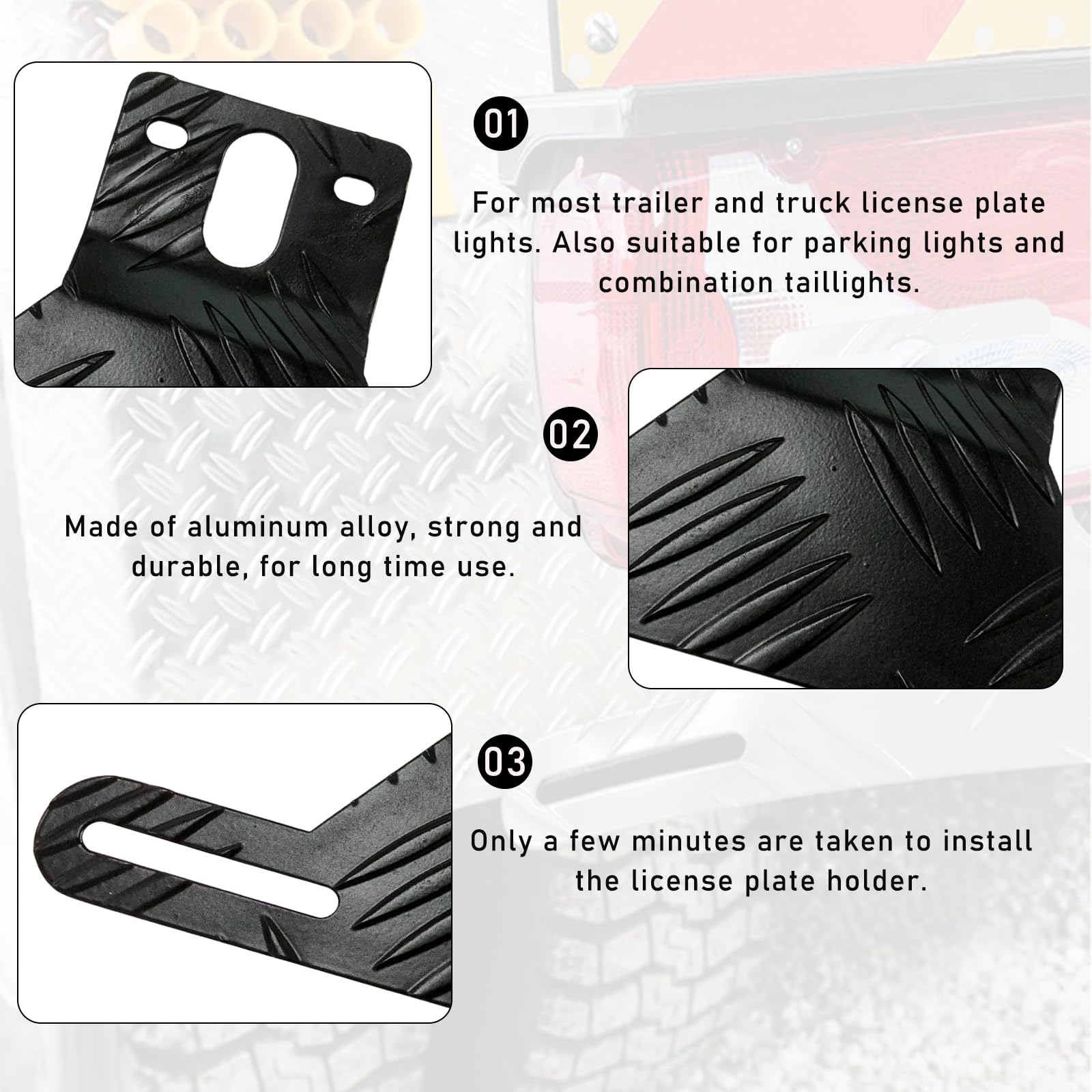 Kewucn Car Aluminum License Plate Light Bracket, Auto License Plate Holder Bracket And Light Mount, Universal Vehicle Exterior A