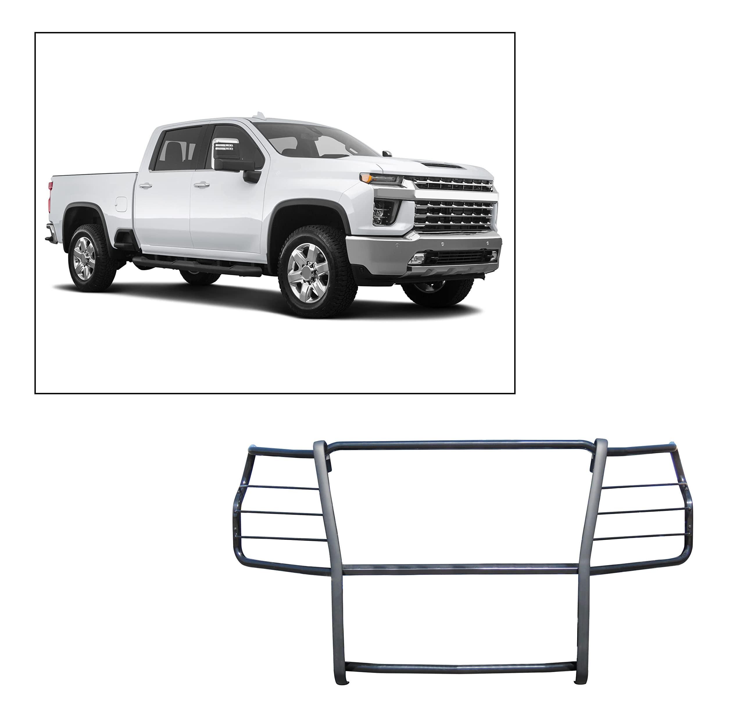 Black Horse Grille Brush Bumper Guard Modular Black Compatible With 2020-2024 Chevrolet Silverado 3500 Hd|2020-2024 Chevrolet Silverado 2500 Hd-17Gt30Ma