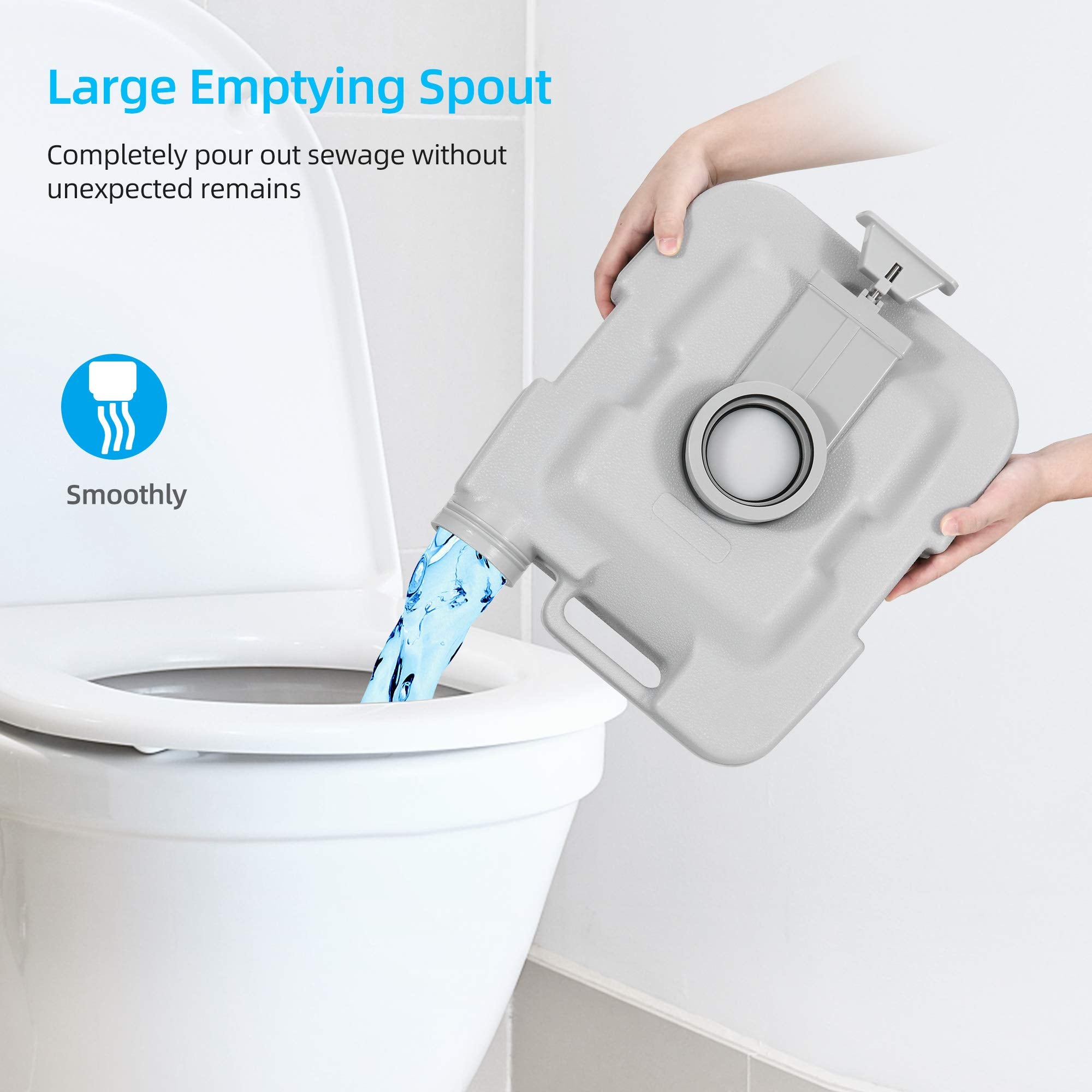 YITAHOME Portable Toilet 5.3 Gallon RV Potty, Detachable Tank, Gray, Model Toilet-0003, Ideal for Camping, Boating, Hiking