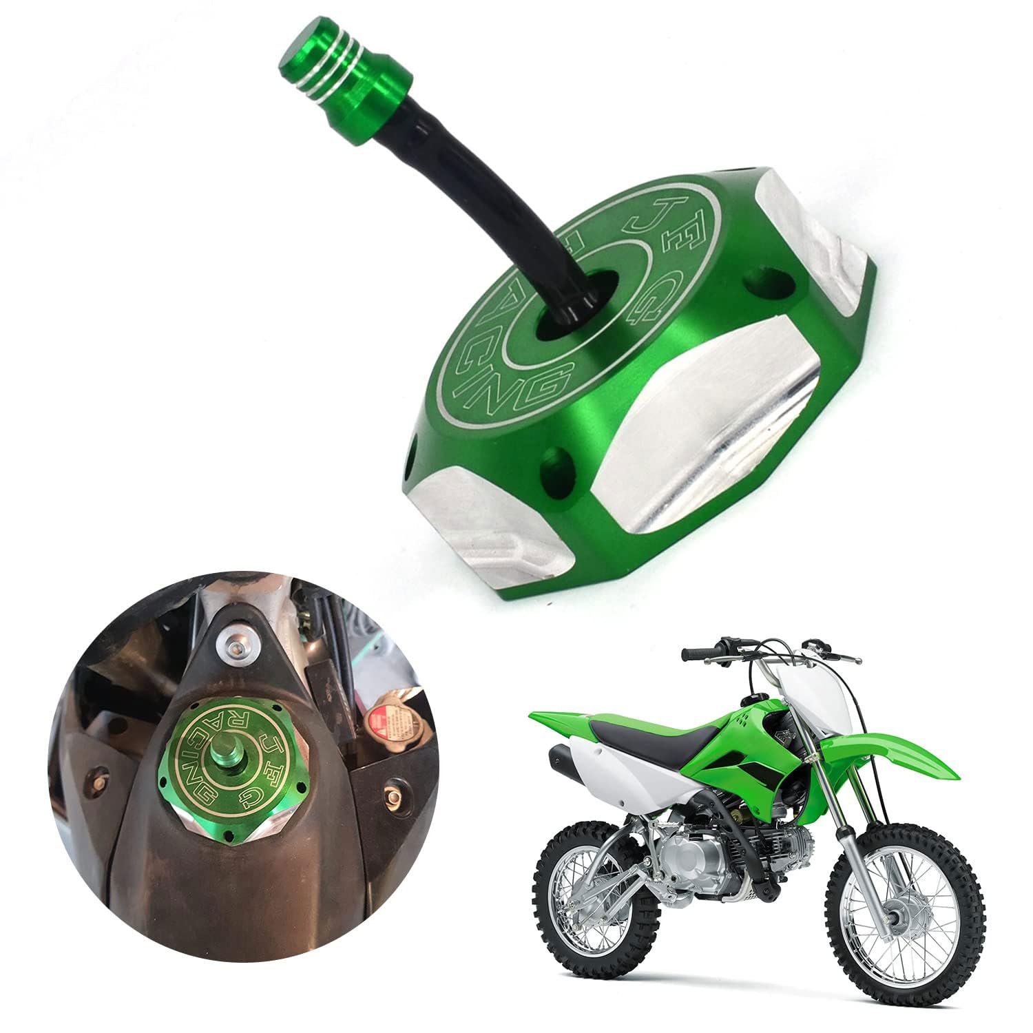 JFG RACING Dirt Bike Gas Cap,Motorcycle Gas Fuel Tank Cap with Breather Valve CNC for KLX 110 KLX110 KX85 KX100 KX250 KX250F KX4