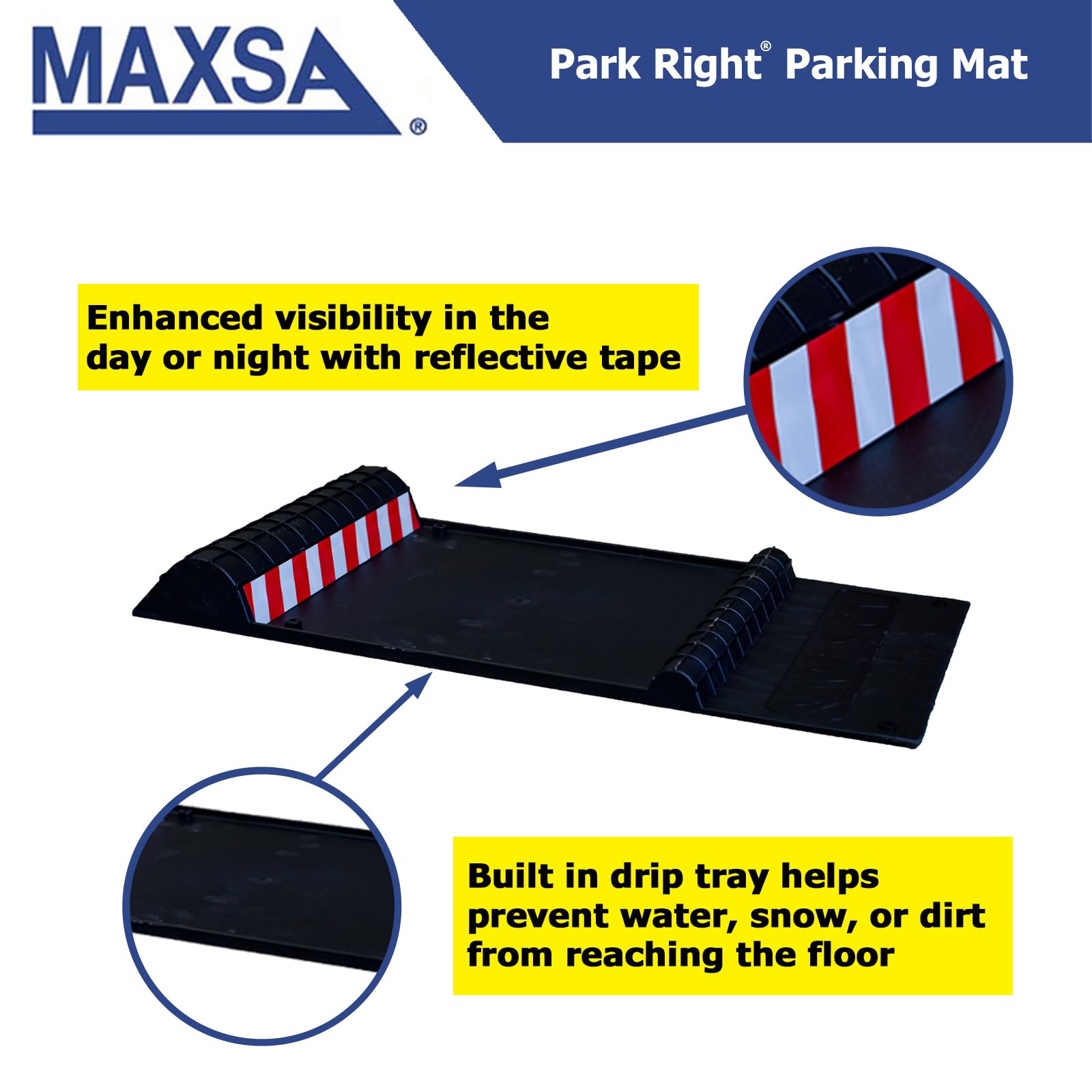 Maxsa 37356 Park Right 21" X 11" X 2" Parking Mat, Yellow