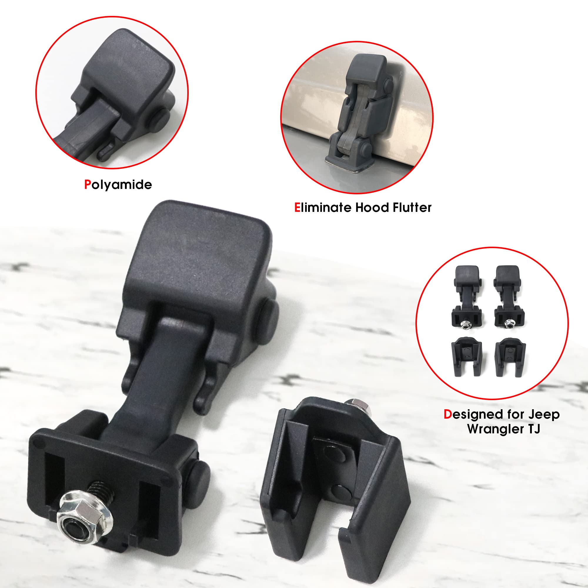 Sukemichi Oem Tj Hood Latches, Original Factory Hood Latch Kit For 1997-2006 Jeep Wrangler Tj Accessories, 1 Pair, Black