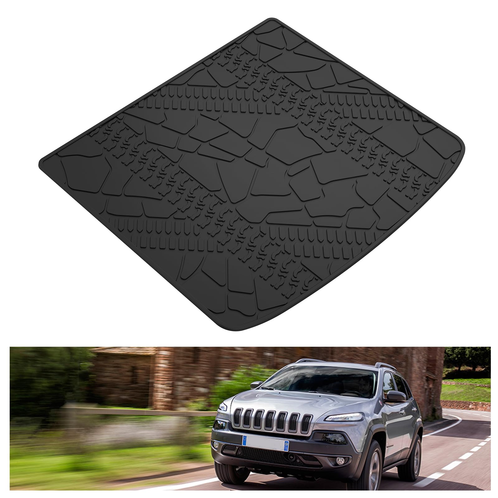 Kiwi Master Cargo Trunk Mat For 2014-2023 Jeep Cherokee All Weather Rear Cargo Tray Liner Black