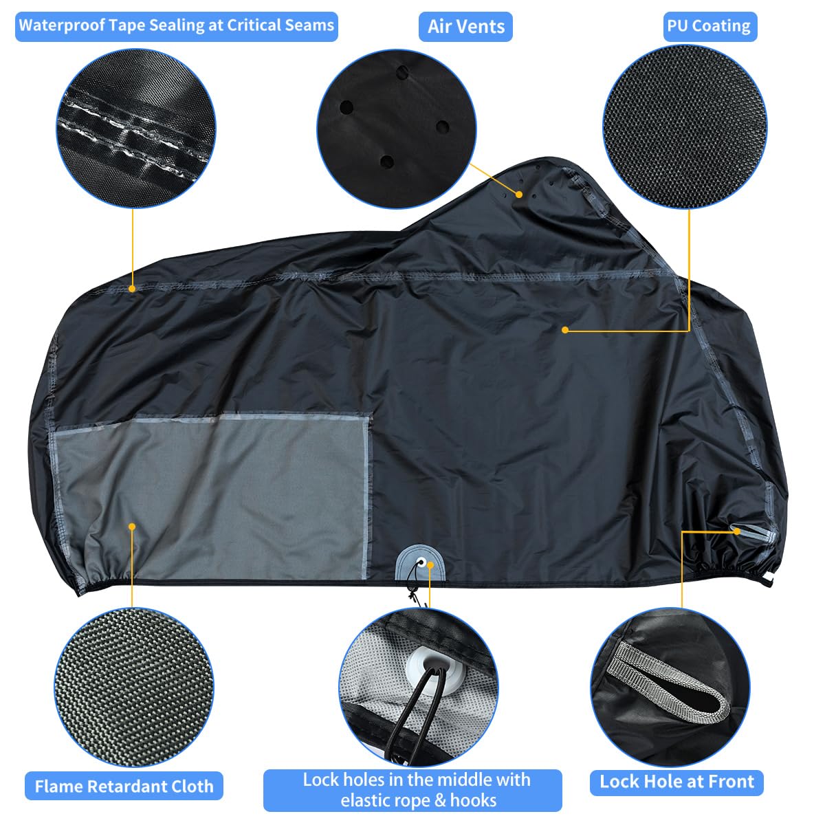 Motorcycle Cover All Season Waterproof Scooter Cover With Lock Holes And Inner Flame Retardant Cloth, Outdoor Motorcycle Cover S