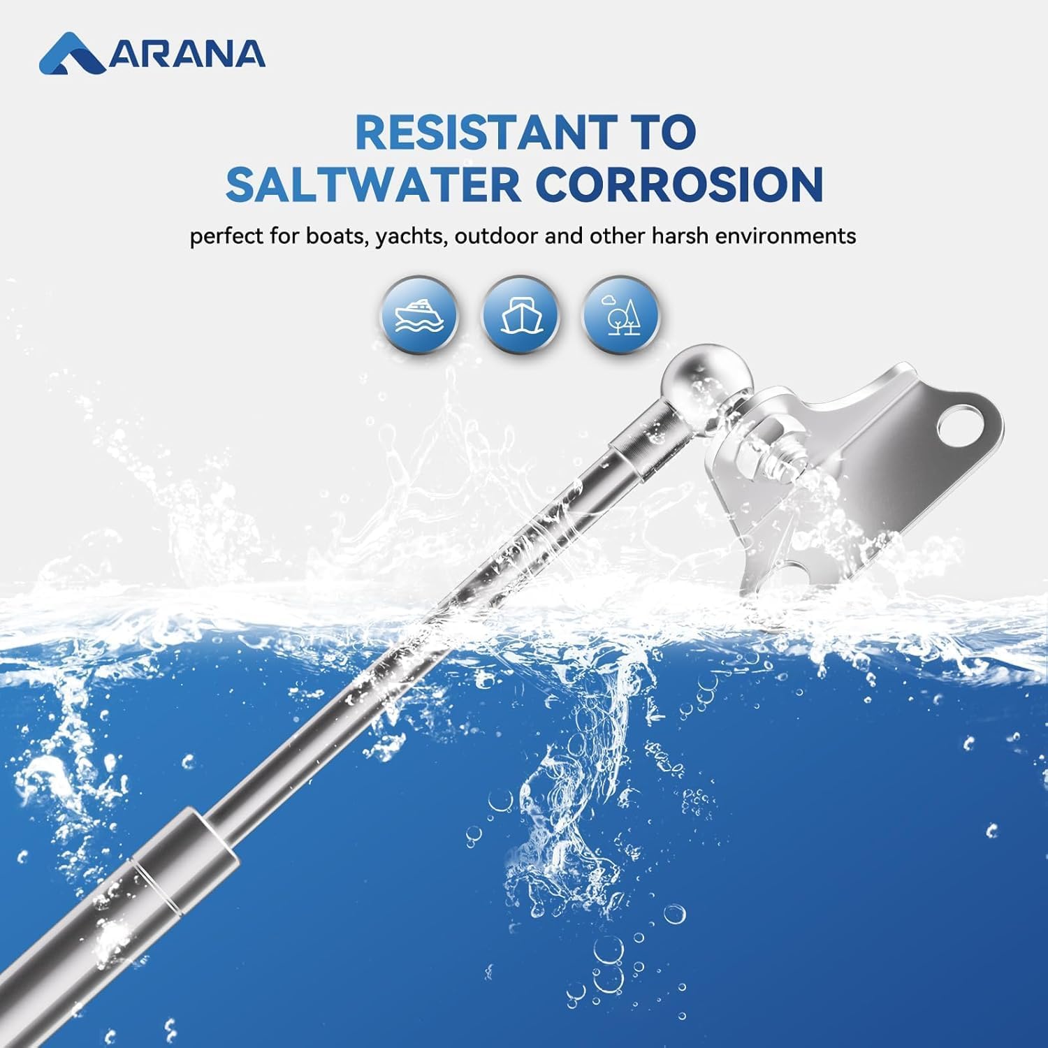 ARANA Stainless Gas Struts 15" 35lbs Hydraulic Lift Support for Cabinet Doors, Silver, 2 Pcs