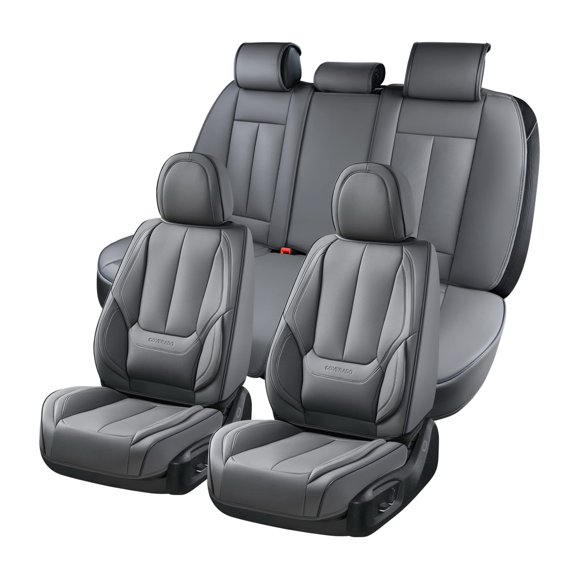 Coverado Car Seat Covers Full Set, Seat Covers For Cars, Gray Car Seat Cover, Car Seat Protector Waterproof, Nappa Leather Car S