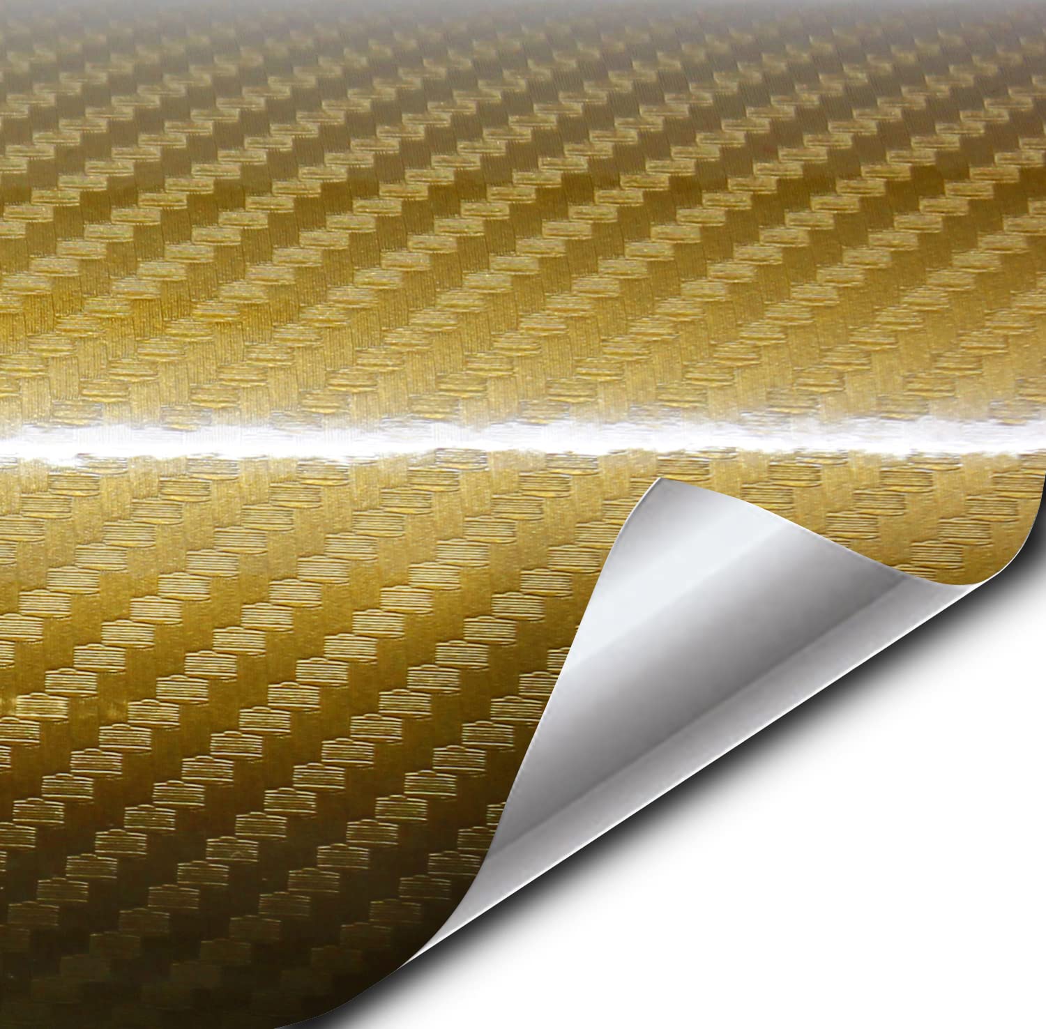 Vvivid Epoxy High Gloss Carbon Vinyl Automotive Wrap Film Diy Easy To Install No Mess (2Ft X 5Ft, Gold)