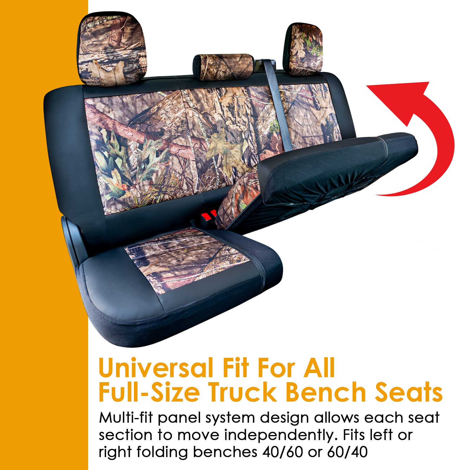 Lpi Truck Mossy Oak Camo Truck Bench Seat Cover Fits All Full-Size Silverado F-150 Ram Sierra Titan Tundra Pickup Trucks; Foldin