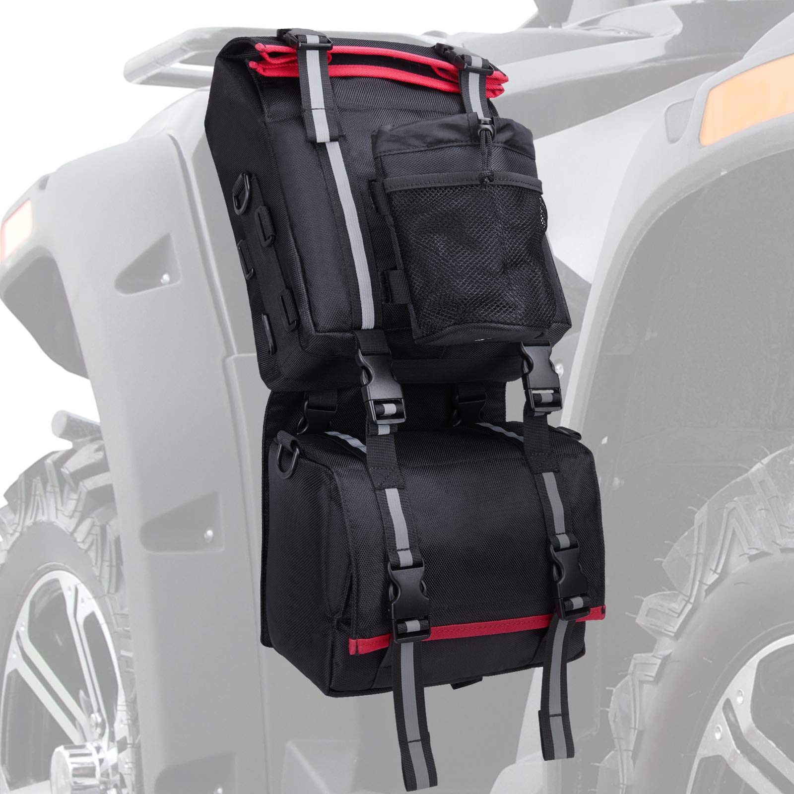 KEMIMOTO ATV Fender Bag, 130% Larger Water-resistant Rear Storage Bags With Drink Holder, Detachable ATV Gear Bag Compatible wit