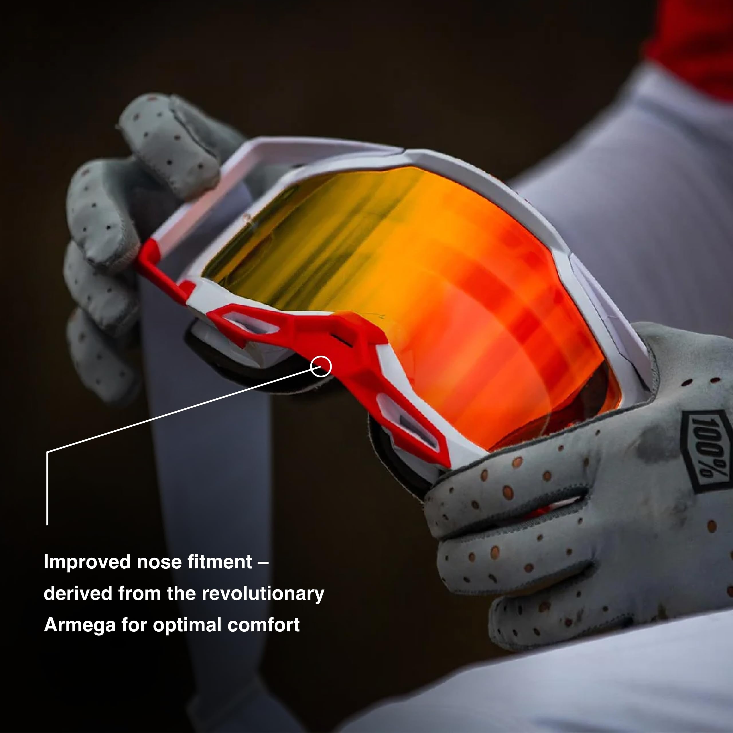 100% Racecraft 2 Mountain Bike & Motocross Goggles - Mx And Mtb Racing Protective Eyewear (Schrute - Clear Lens)