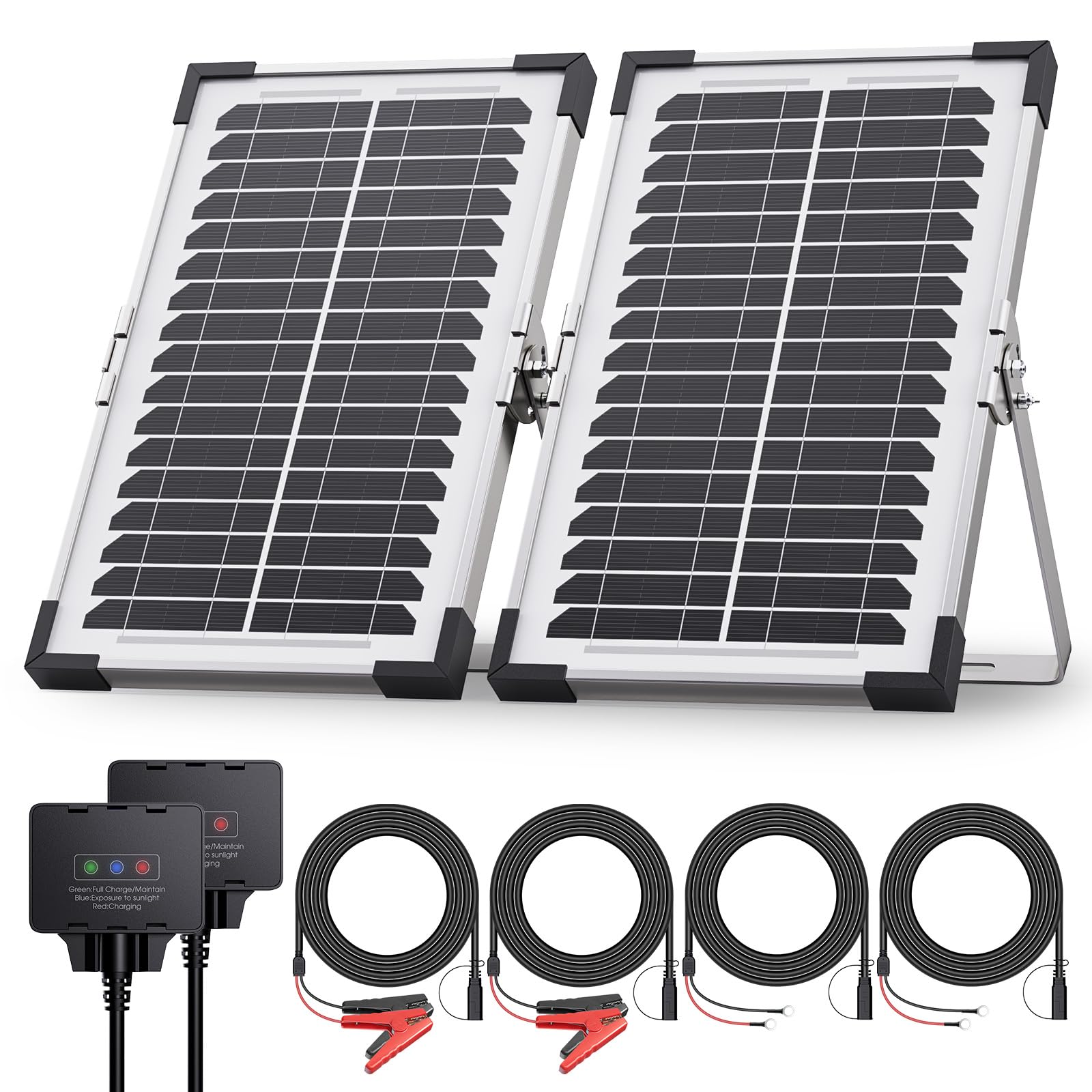 30W Smart Solar Battery Charger Maintainer, Callsun 2PCS 15W 12V Waterproof Solar Panel Trickle Charger for Car Battery, Motorcy