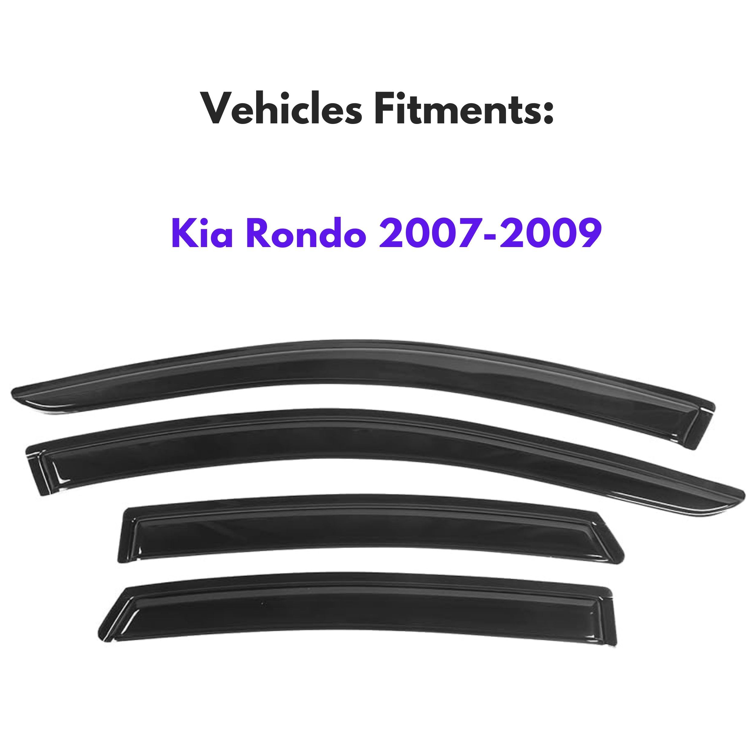 KPY Window Visor Compatible with Kia Rondo 2007-2009, Rain Guard Window Vent Deflectors Tape-On Style, 2007 2008 2009