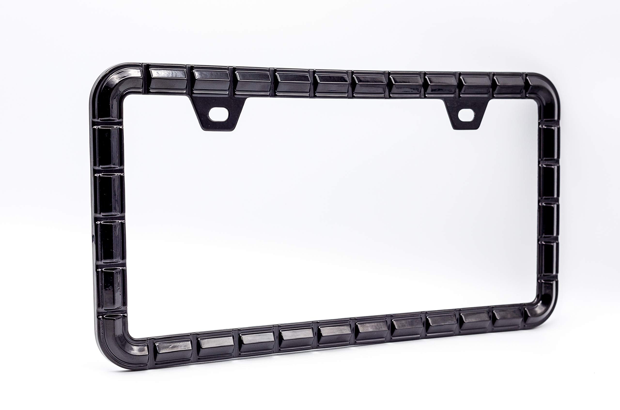 Sgooky 3D Chrome License Plate Frames, Pure Zinc Alloy Metal (Chain Pattern With Black Color)