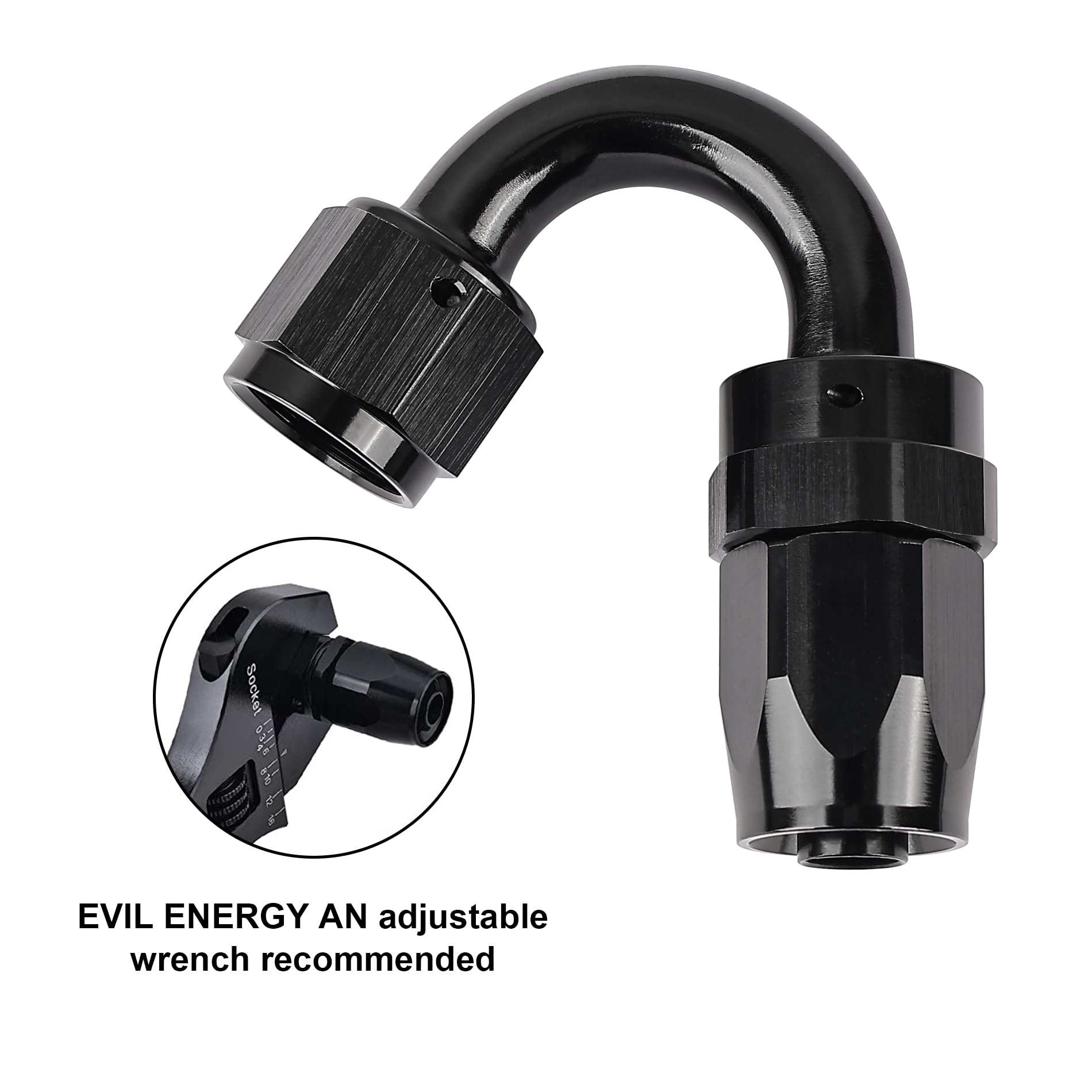 Evil Energy 8An Hose End Fitting 150 Degree Swivel For Cpe Braided Fuel Hose Black