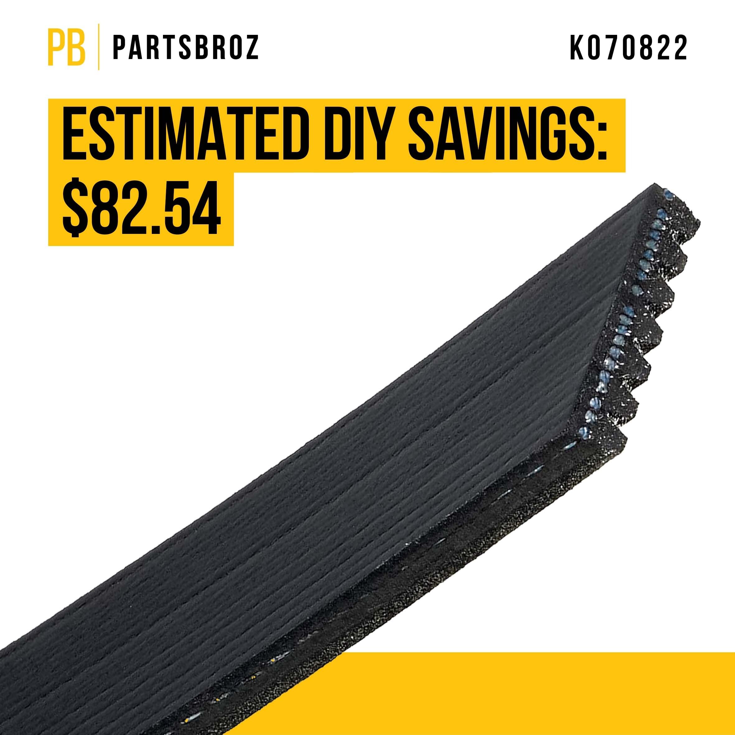 Partsbroz K070822 Micro-V Serpentine Drive Belt - Compatible With Gates Bando Acdelco Masterpro - Replaces 7K822, 7Pk2090, Pk070