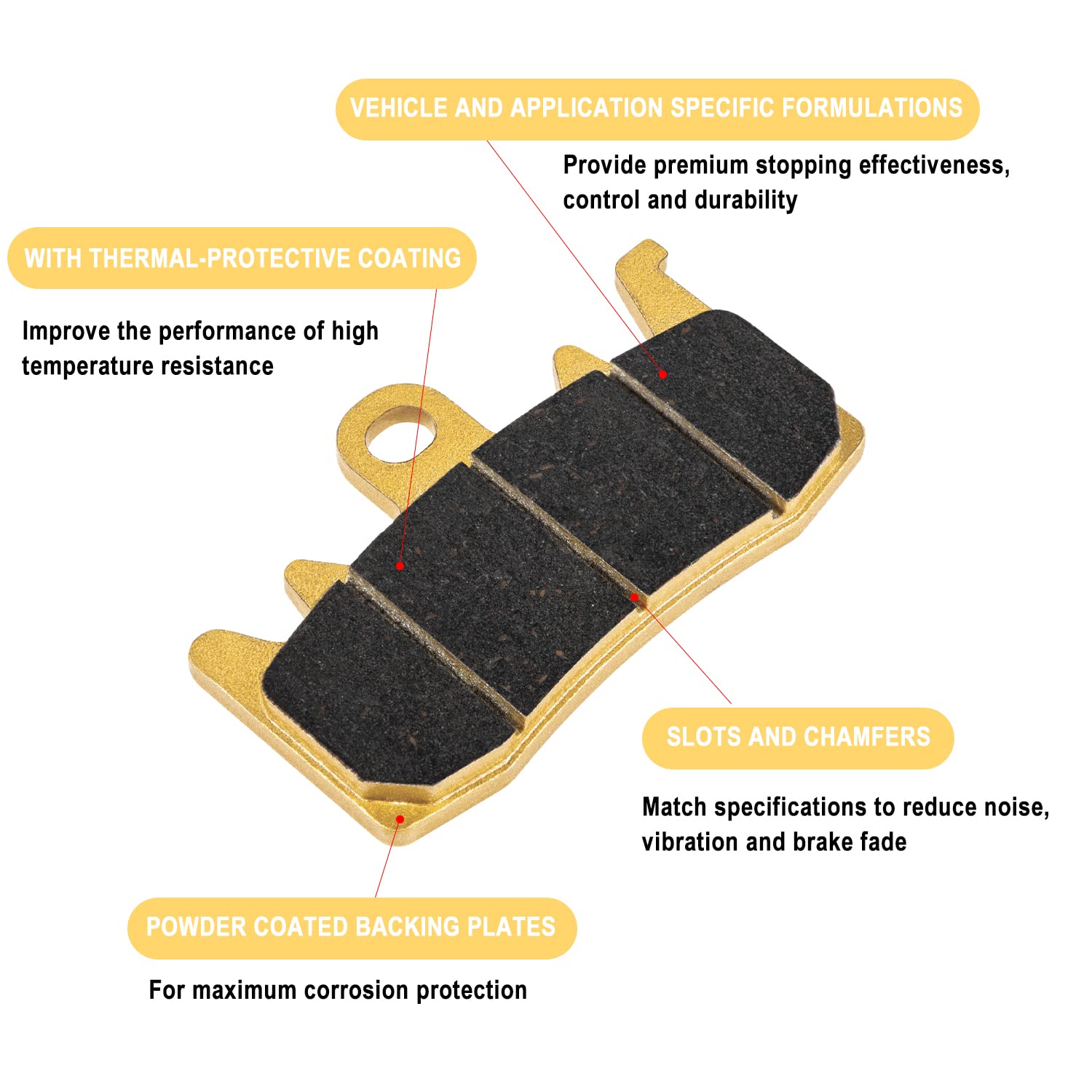 Premium Ceramic Front & Rear Brake Pad Set Fit For Can-Am Spyder Rs Rs-S Rt Rt-S St F3 F3-S F3-T, Brake Pads Kit For Cam Am Spyd
