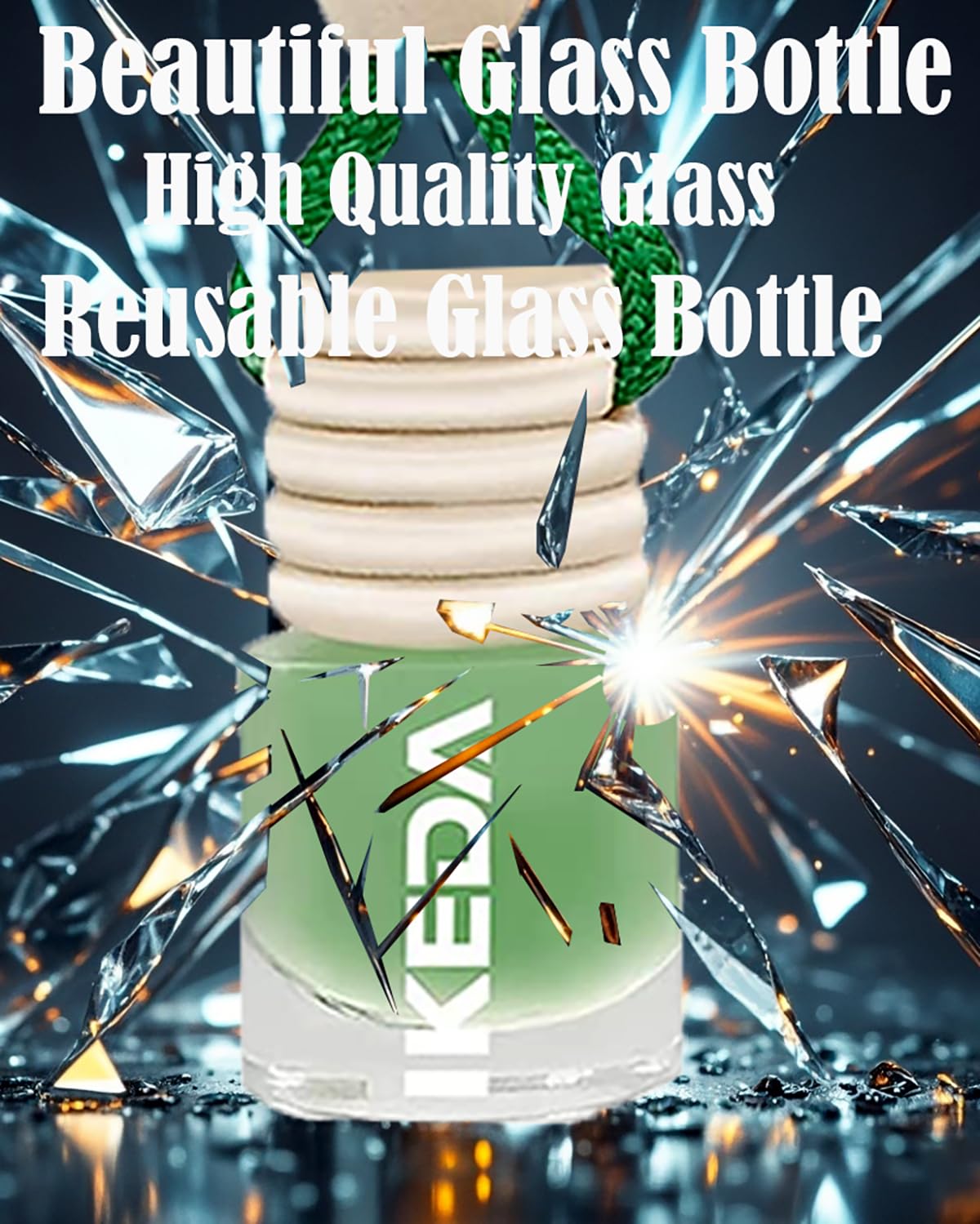 Ikeda Fragrance Car Air Freshener | 2Pcs Green Tea Scent | Long Lasting Keep Fragrance | Automobile Hanging Diffuser Bottles | R