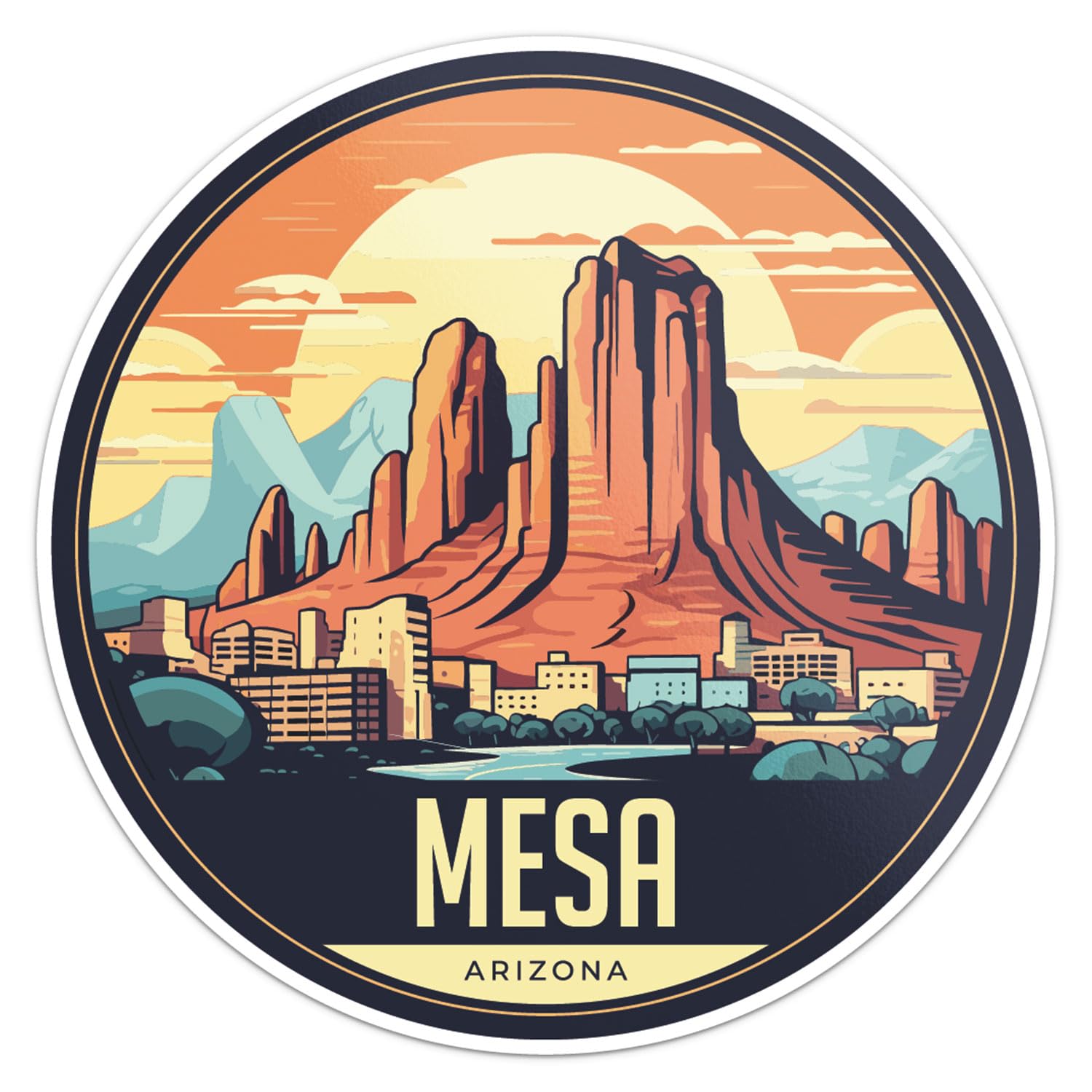 Mesa City Sticker - Waterproof Vinyl Decal for Car Bumper, Laptop, Water Bottle, Wall, and Window, Size - 3'' Longer Side