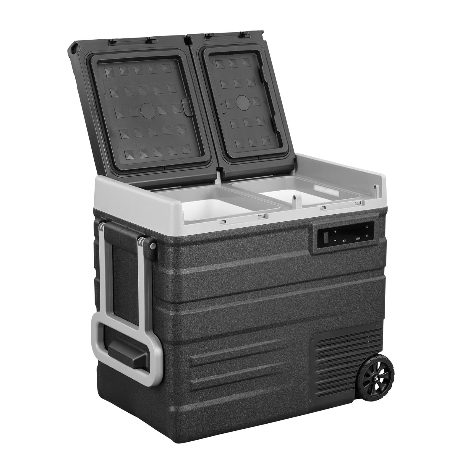 Alpicool Ud65 Portable Wheeled Car Freezer With Dual Compartments,12 Volt Car Refrigerator, 60 Quart Fast Cooling Fridge, With 1