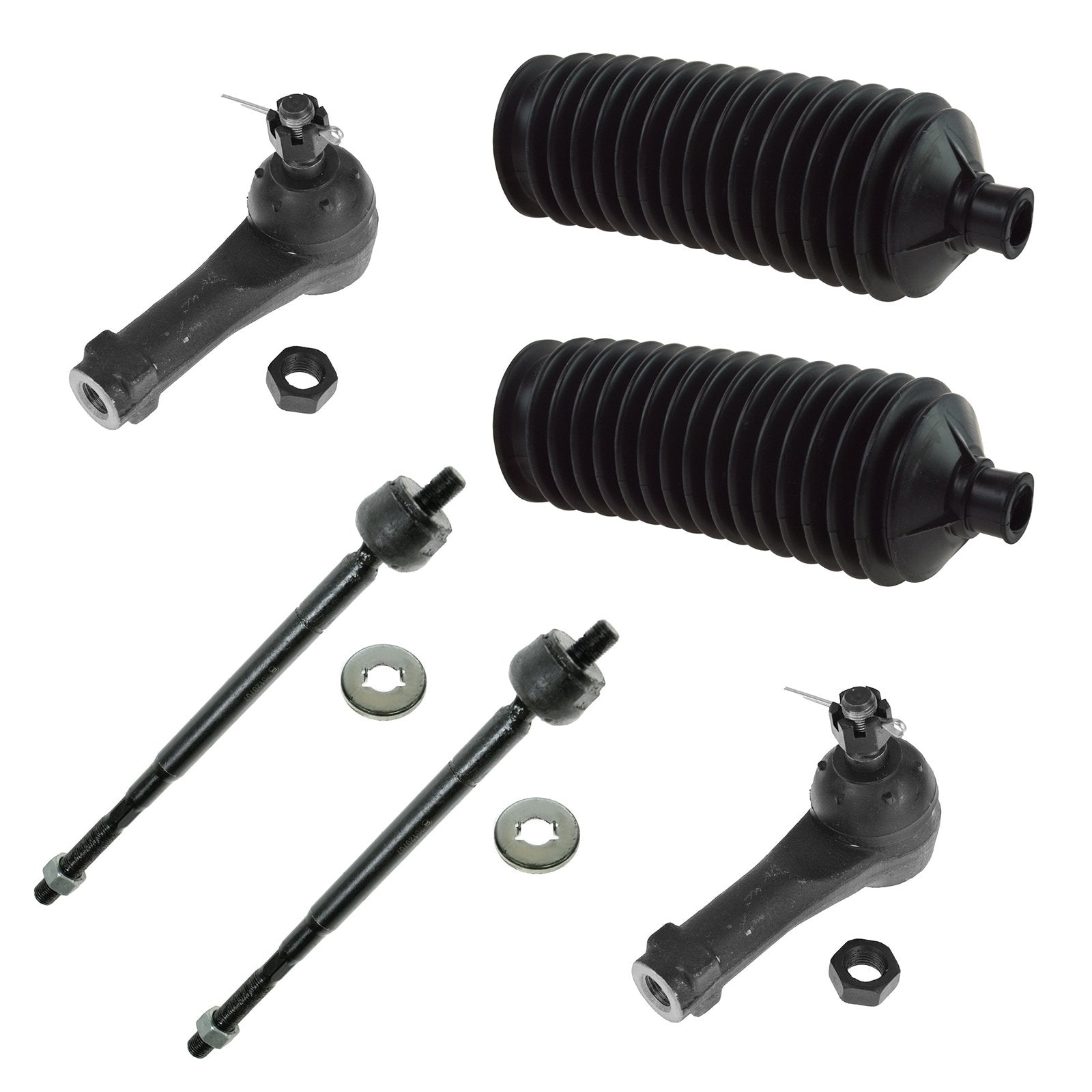 Trq Front Driver & Passenger Side Steering Kit Steering Rack & Pinion Bellow Tie Rod Compatible With 1999-2001 Honda Odyssey