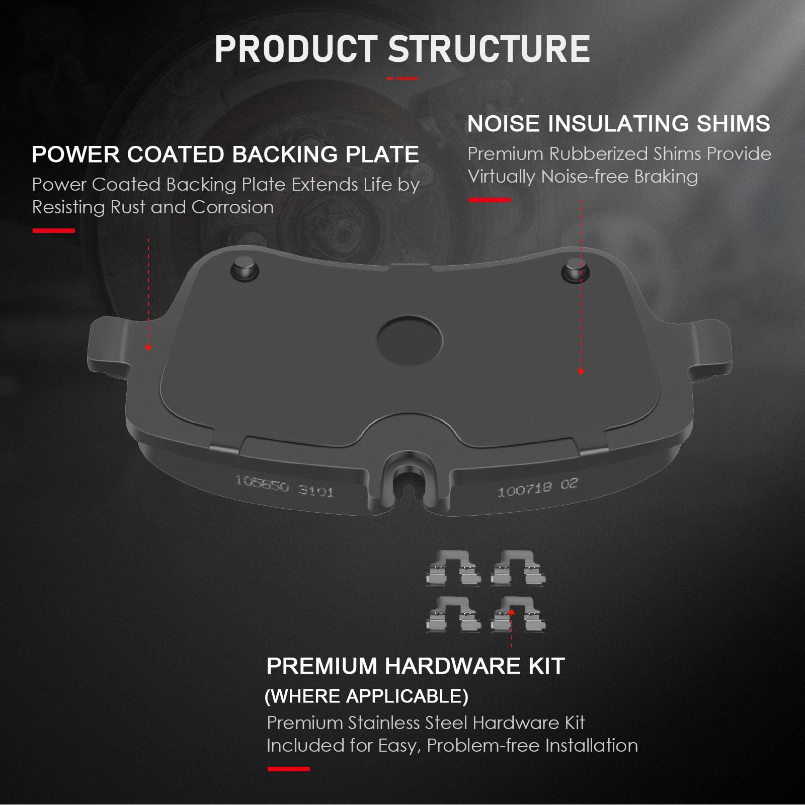 Cciyu D872 D873 Front & Rear Semi-Metallic Disc Brake Pads Kit For Mercedes-Benz C230 C240 C280 C320 C350 Clk320 Clk350 Slk280 S