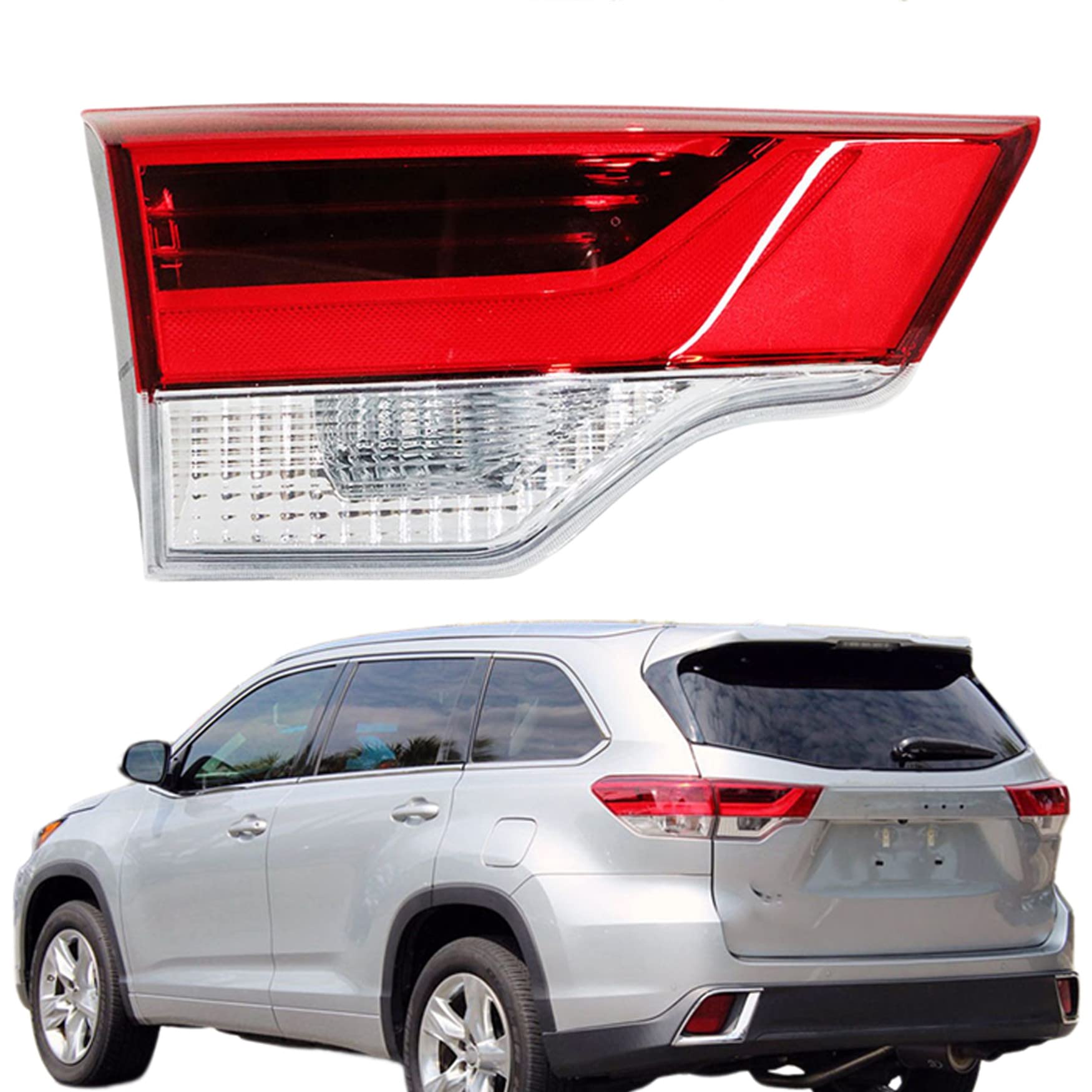 WFLNHB Left Side Inner Tail Light Assembly Replacement for Toyota Highlander 2017 2018 2019 Driver Side Rear Brake Lamp 81590-0E