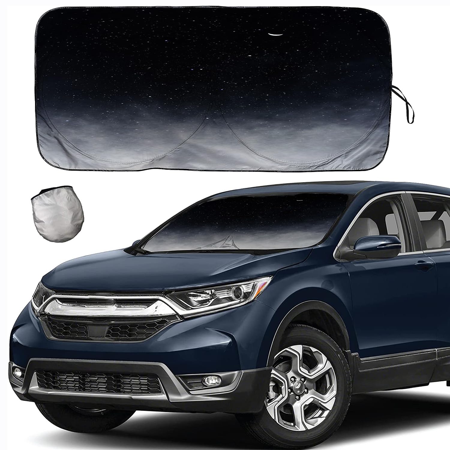 Tdcqqgqq Starry Sky Night Car Windshield Sun Shades - Protect Vehicle From High Temp & Uv Reflection, 63 L X 33.5'' W