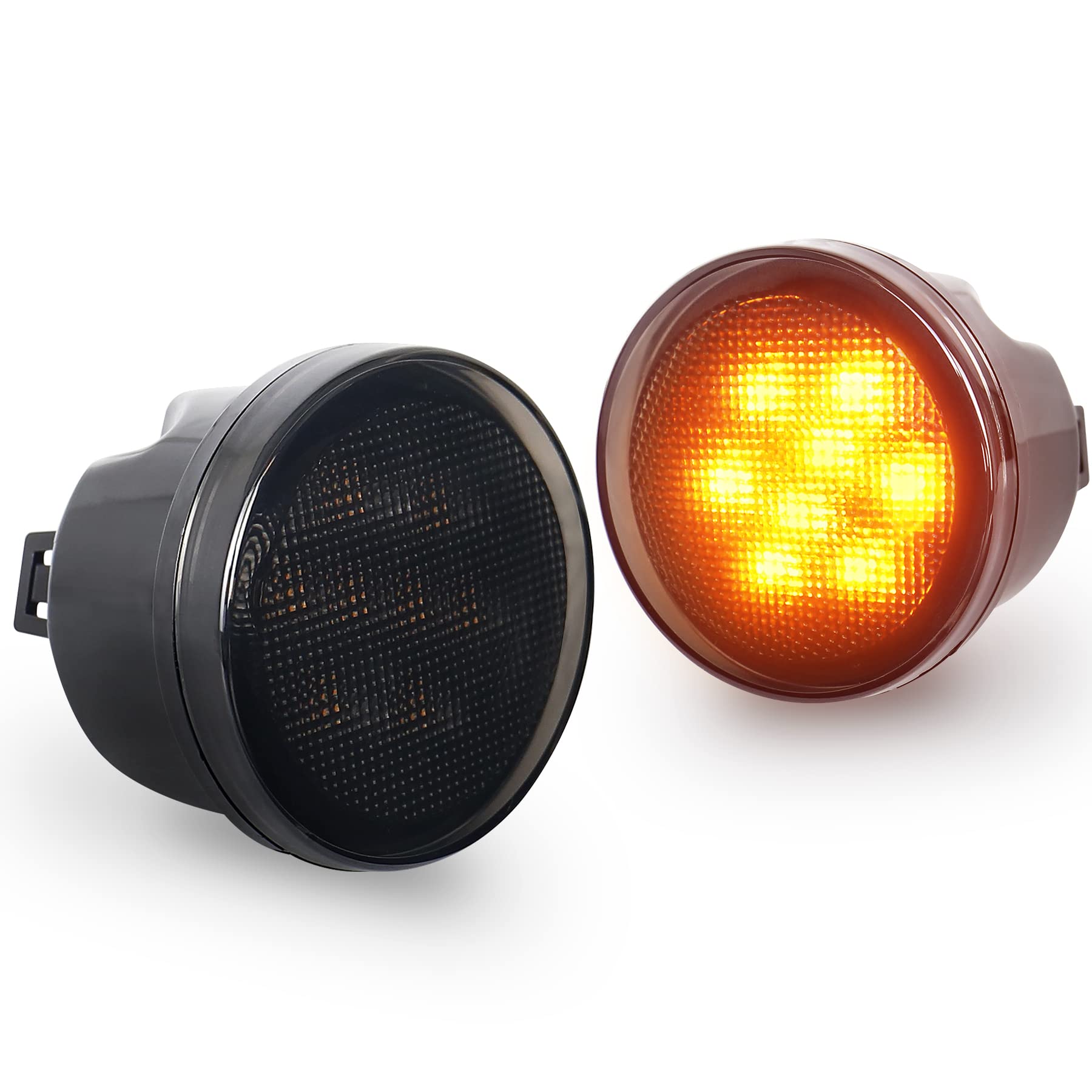 Pxpart Jk Turn Signal Lights Smoke Lens Amber Led Front Grill Indicator Parking Lights For Jeep Wrangler Jk Jku 2007-2017
