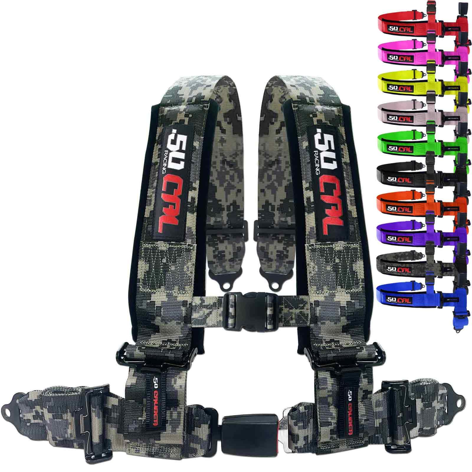 Camouflage 4 Point Harness for Bucket Seat, Push Button Release, 10 Colors to Choose From, Racing Harness, Race Car, Off Road Ve