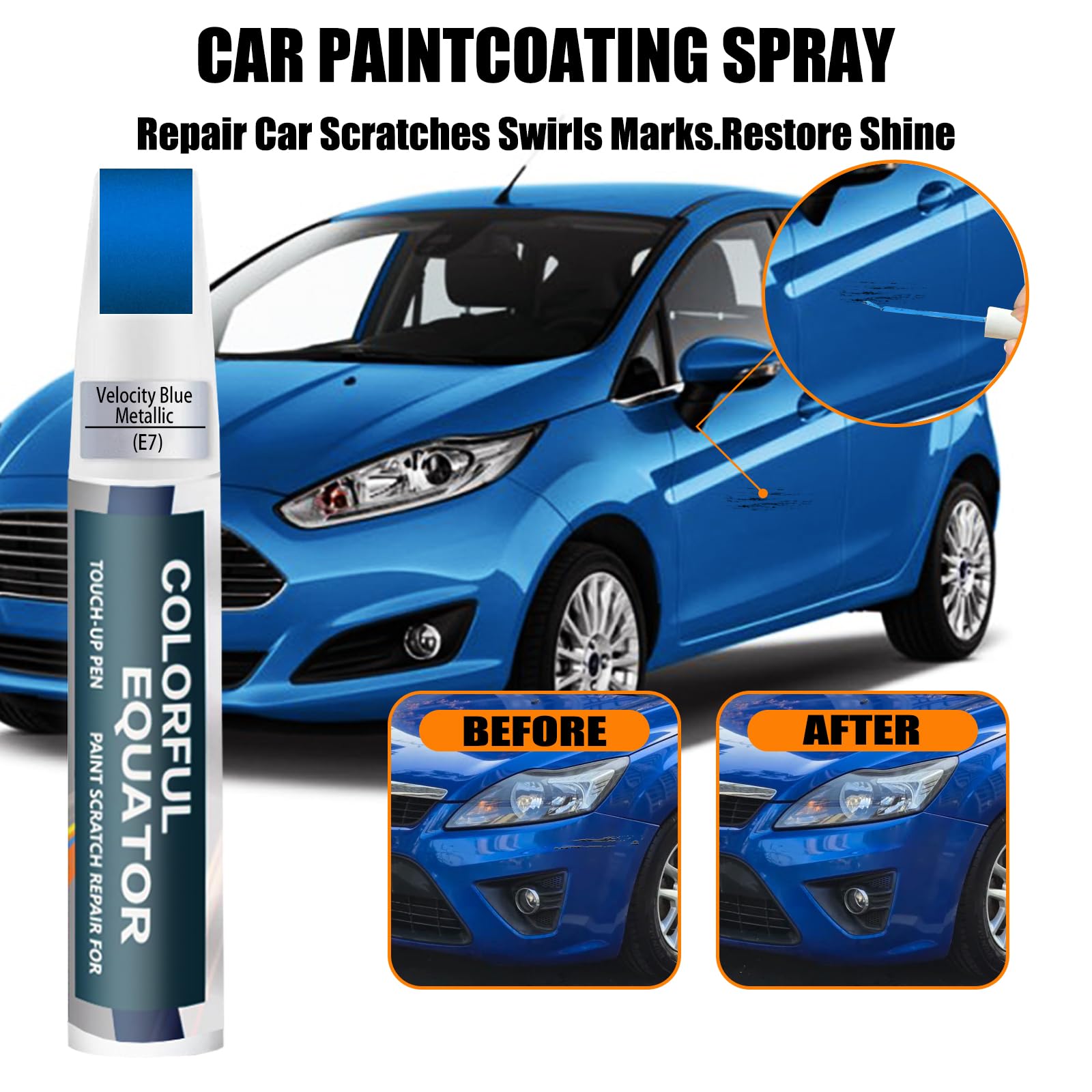 SNSIR Touch Up Paint Pen for Ford Bronco - Velocity Blue Metallic, 0.4 Fl Oz, Deep Scratch Repair, Premium Car Paint