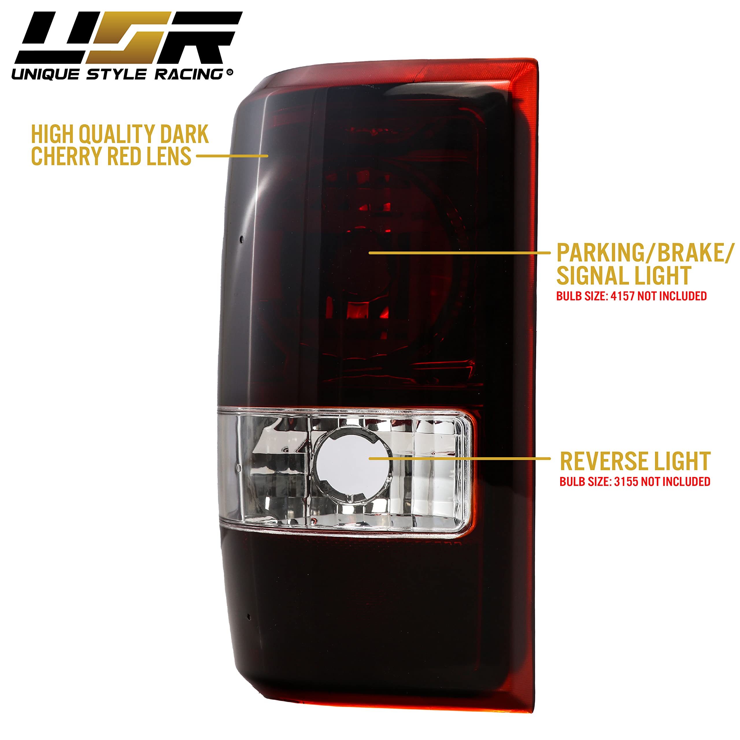 USR UNIQUE STYLE RACING Rear Tail Lights for 2001-2011 Ford Ranger, Dark Cherry Red Lens, Plug and Play, 2 PC Set