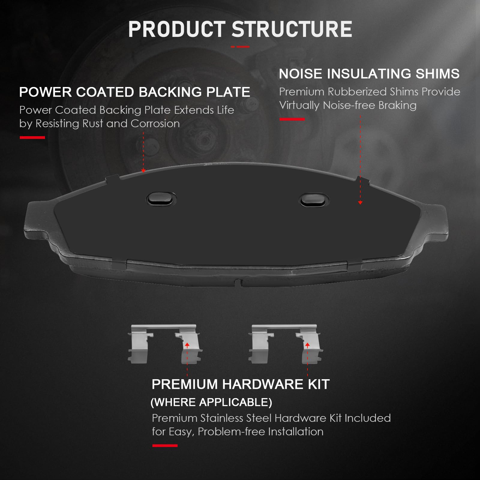 Cciyu D931 Professional Ceramic Disc Front Pads Set Fit For 2003-2011 For Ford Crown Victoria,2003-2011 For Lincoln Town Car,200