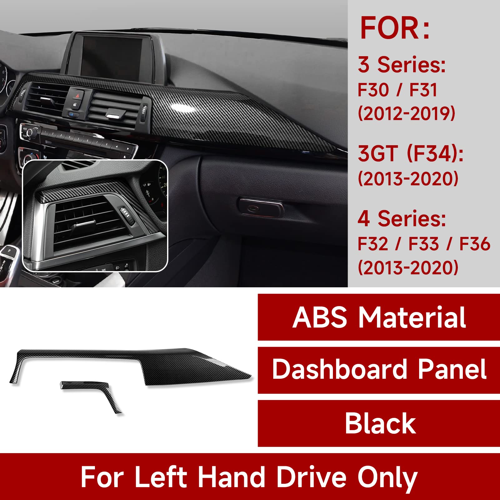 Car Dashboard Cover Panel Sticker Carbon Color Abs Decal Trim Fits For Bmw 3 4 Series F30 F31 F34 3Gt F32 F33 F36 Accessories