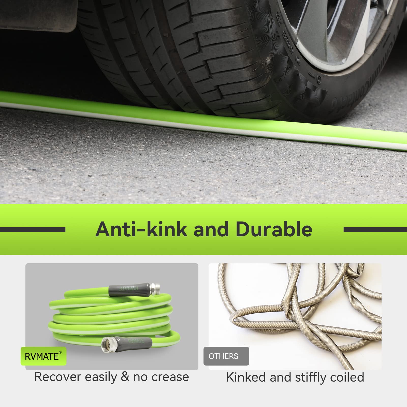 Rvmate Rv Water Hose 15Ft, 5/8    Inner Diameter Drinking Water Hose Lead-Free, No Leaking Garden Hose For Rv/Trailer/Camping, R