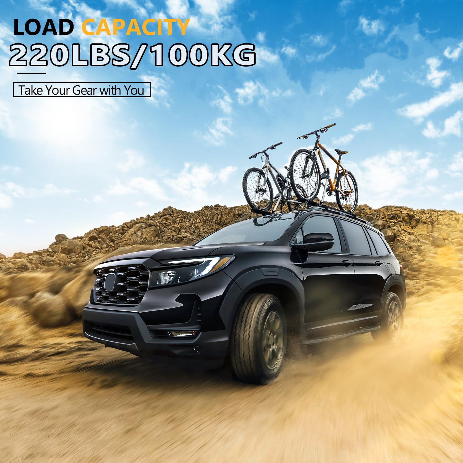 Tuyoung 220lbs Lockable Roof Rack Cross Bars Compatible with Honda Passport 2019 2020 2021 2022 2023 2024 2025 with Raised Rails