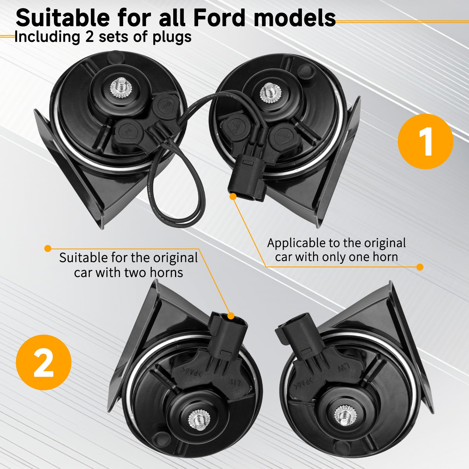 FARBIN Loud Dual-Tone Electric Snail Horn for Ford/GM/Chrysler - 12V Waterproof Black Plastic Model FB-ZCZY